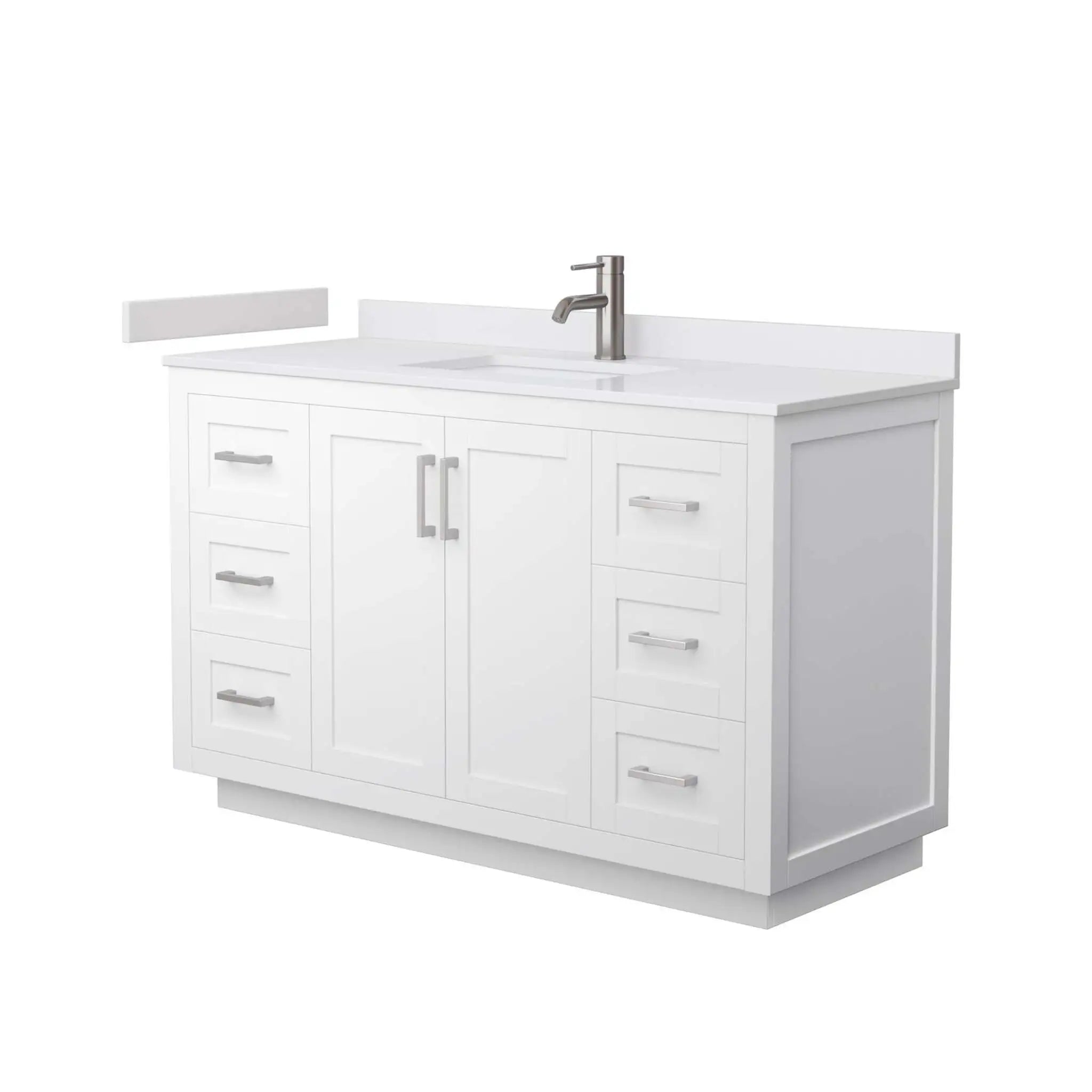54" Miranda Single Bathroom Vanity in White with Brushed Nickel Trim by Wyndham