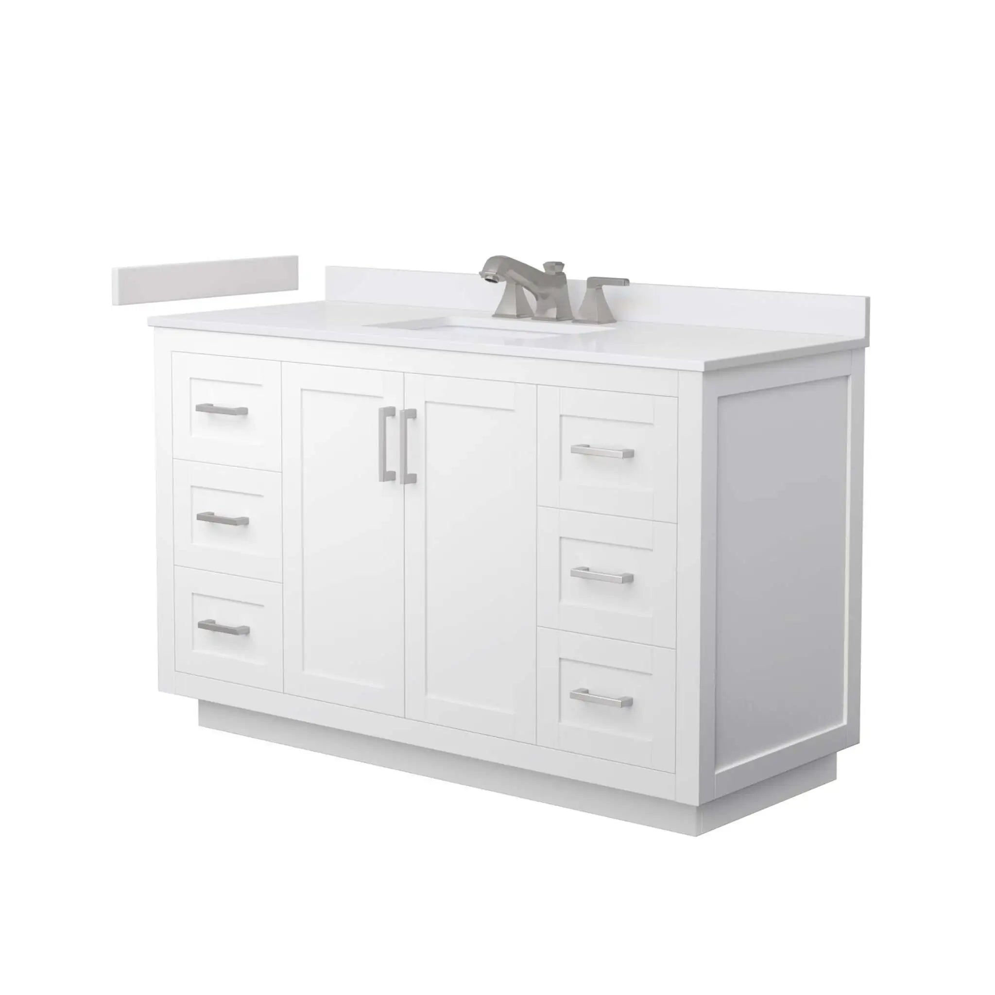 54" Miranda Single Bathroom Vanity in White with Brushed Nickel Trim by Wyndham