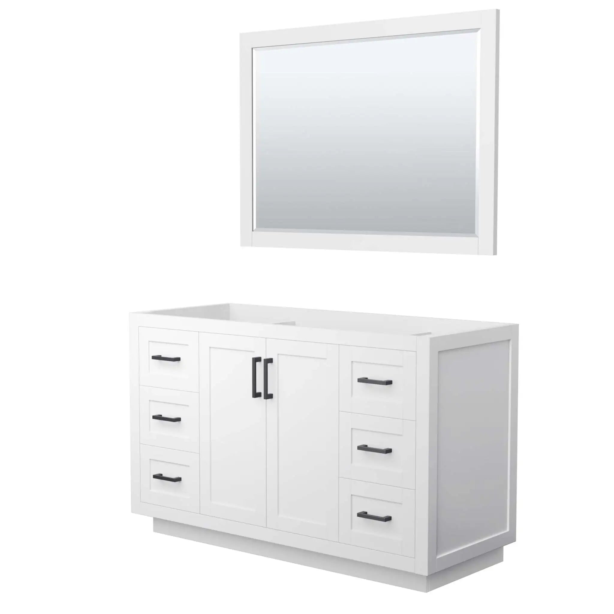 54" Miranda Single Bathroom Vanity in White with Matte Black Trim & 46" Mirror by Wyndham