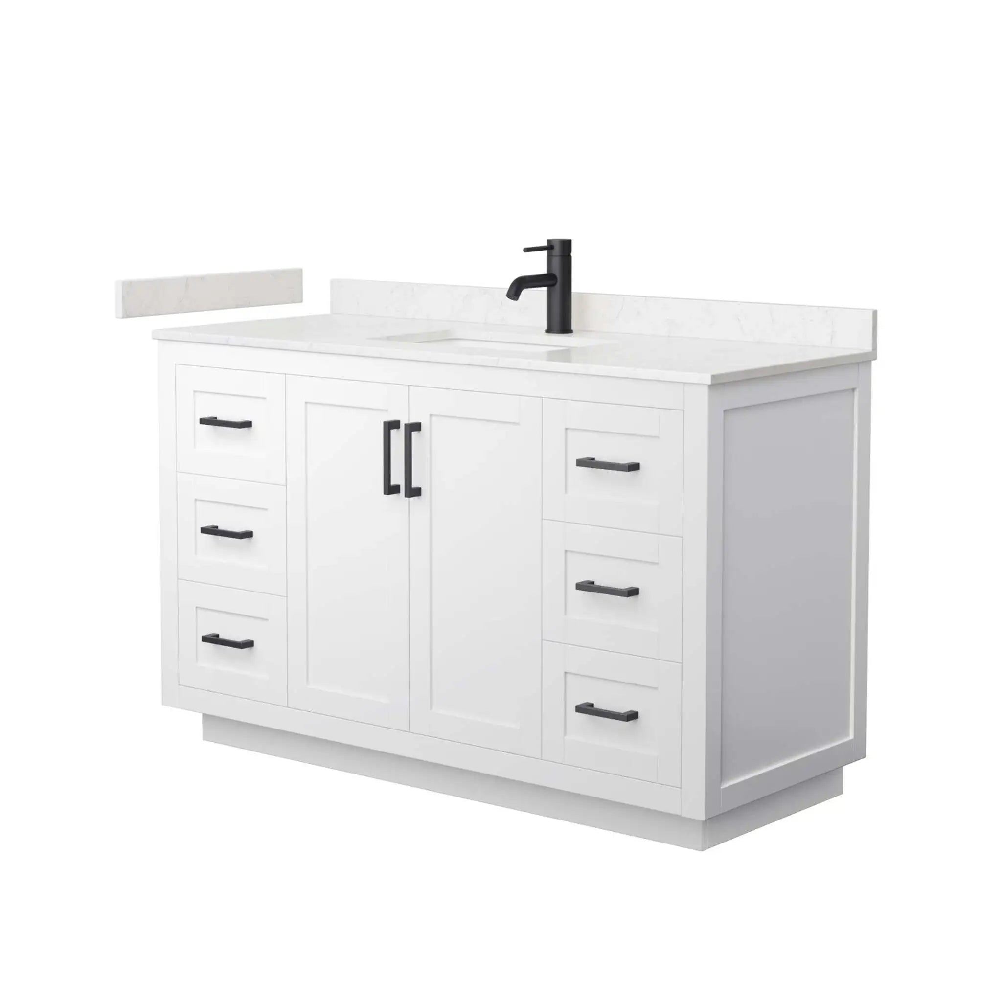 54" Miranda Single Bathroom Vanity in White with Matte Black Trim by Wyndham