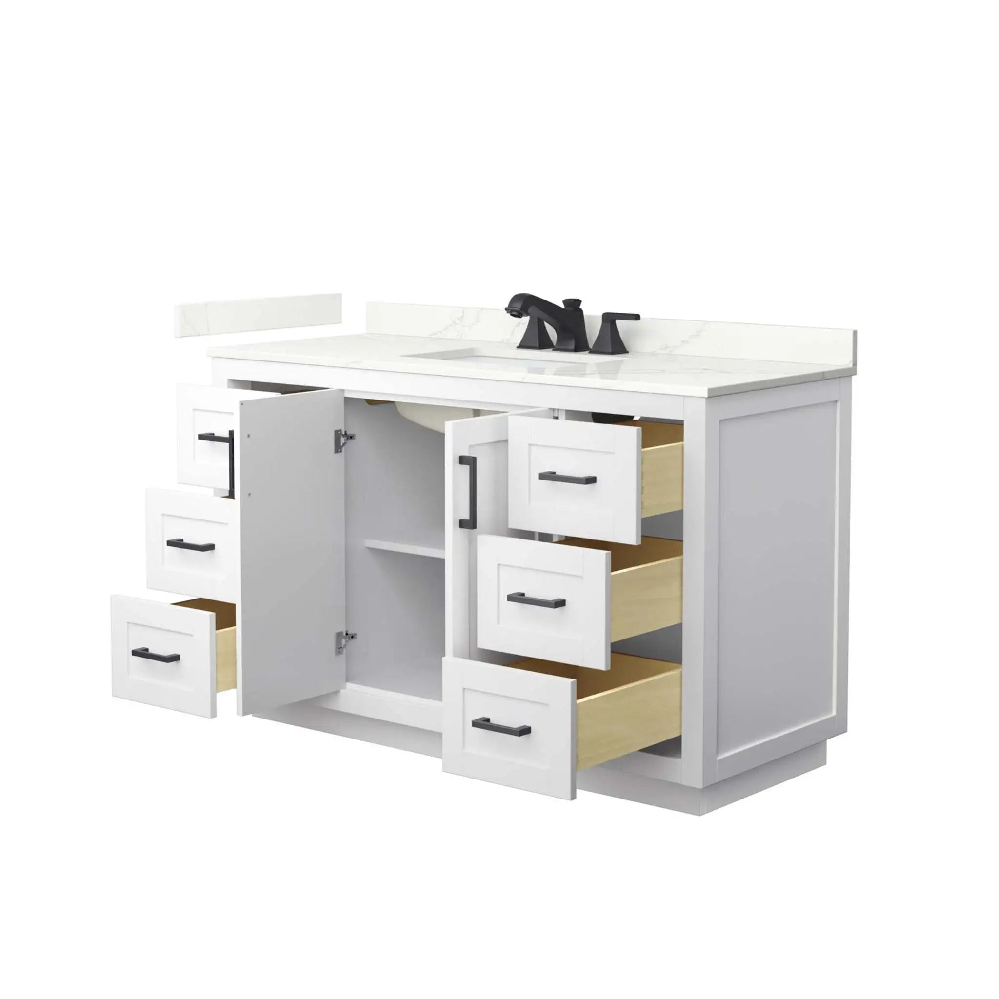 54" Miranda Single Bathroom Vanity in White with Matte Black Trim by Wyndham