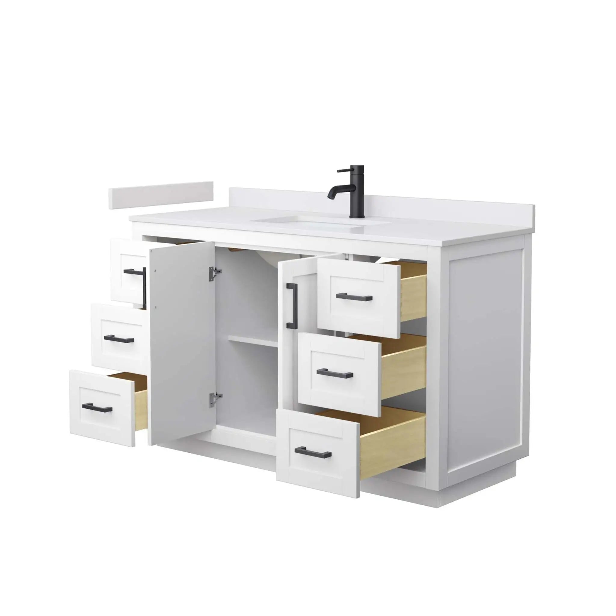 54" Miranda Single Bathroom Vanity in White with Matte Black Trim by Wyndham
