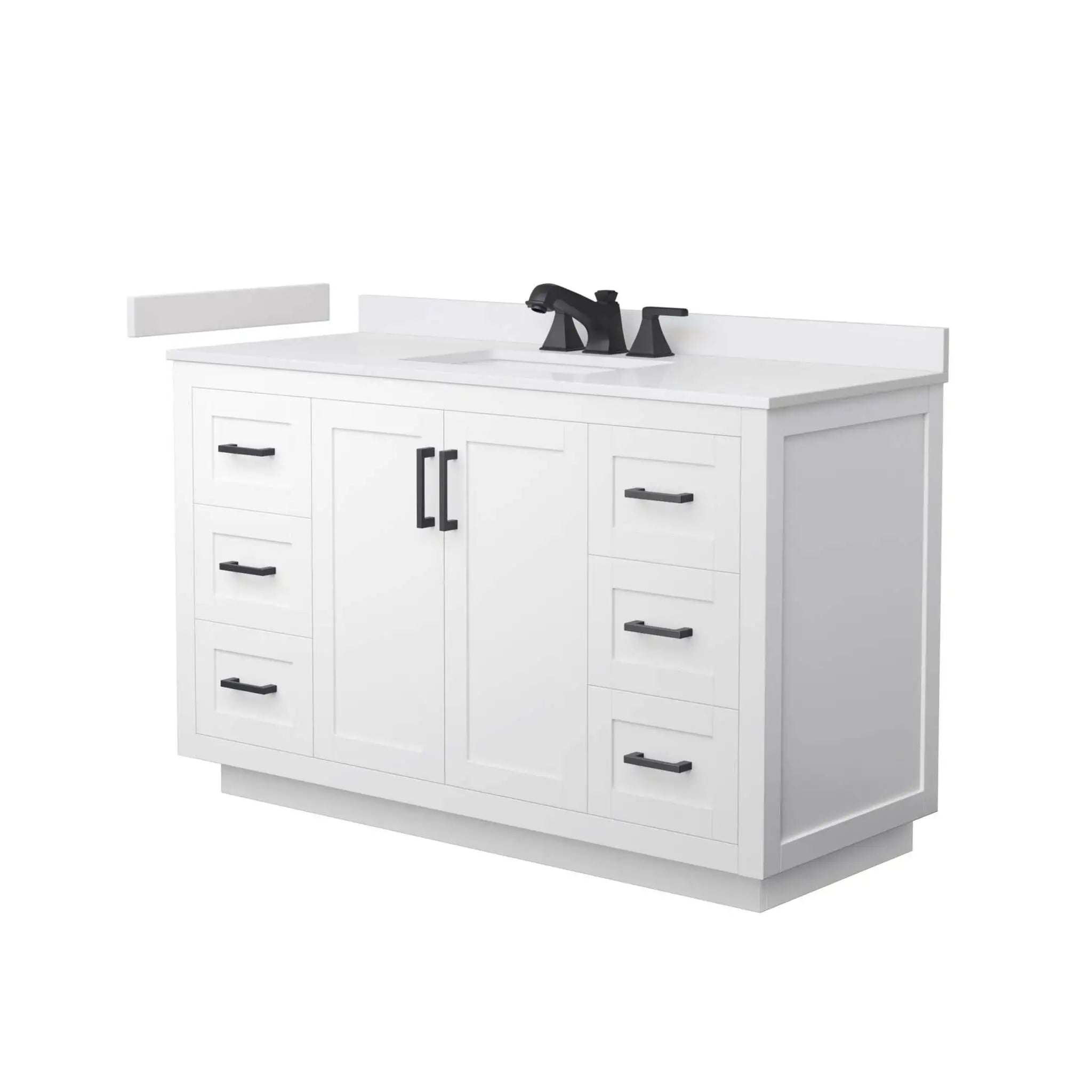 54" Miranda Single Bathroom Vanity in White with Matte Black Trim by Wyndham