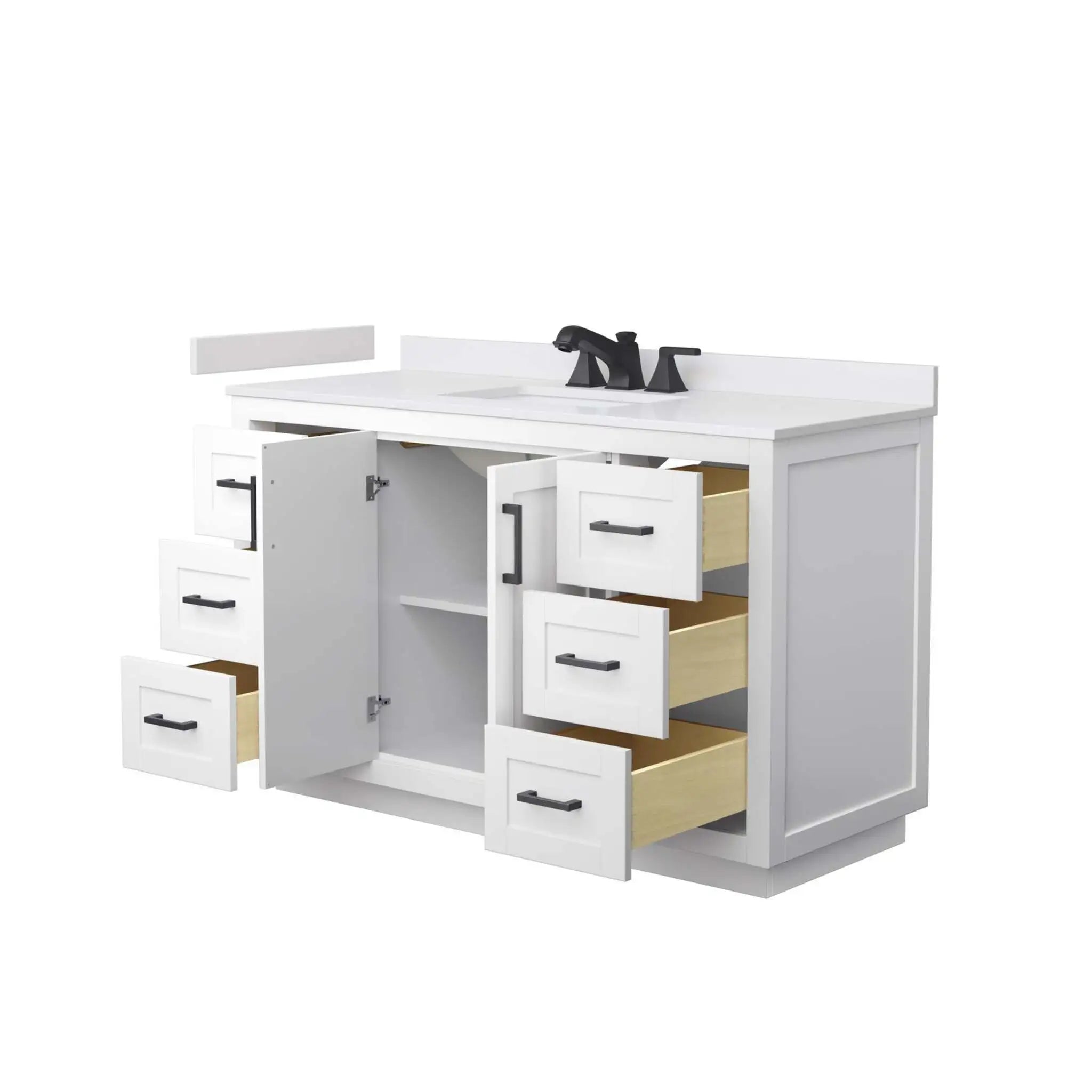 54" Miranda Single Bathroom Vanity in White with Matte Black Trim by Wyndham