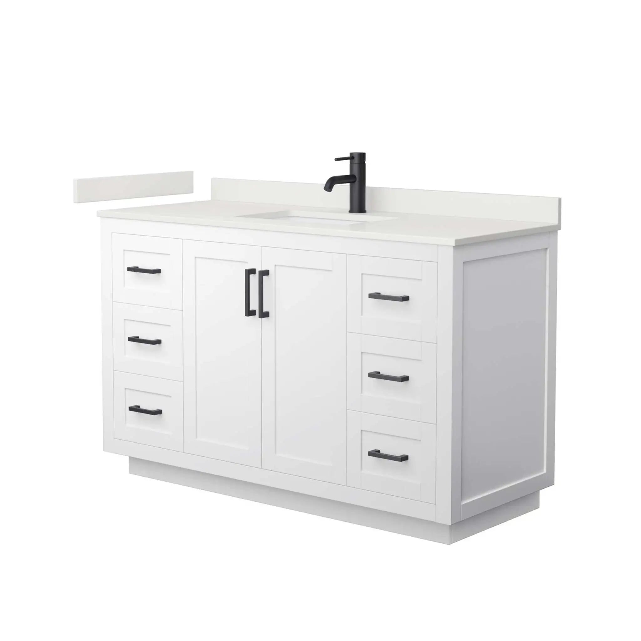 54" Miranda Single Bathroom Vanity in White with Matte Black Trim by Wyndham