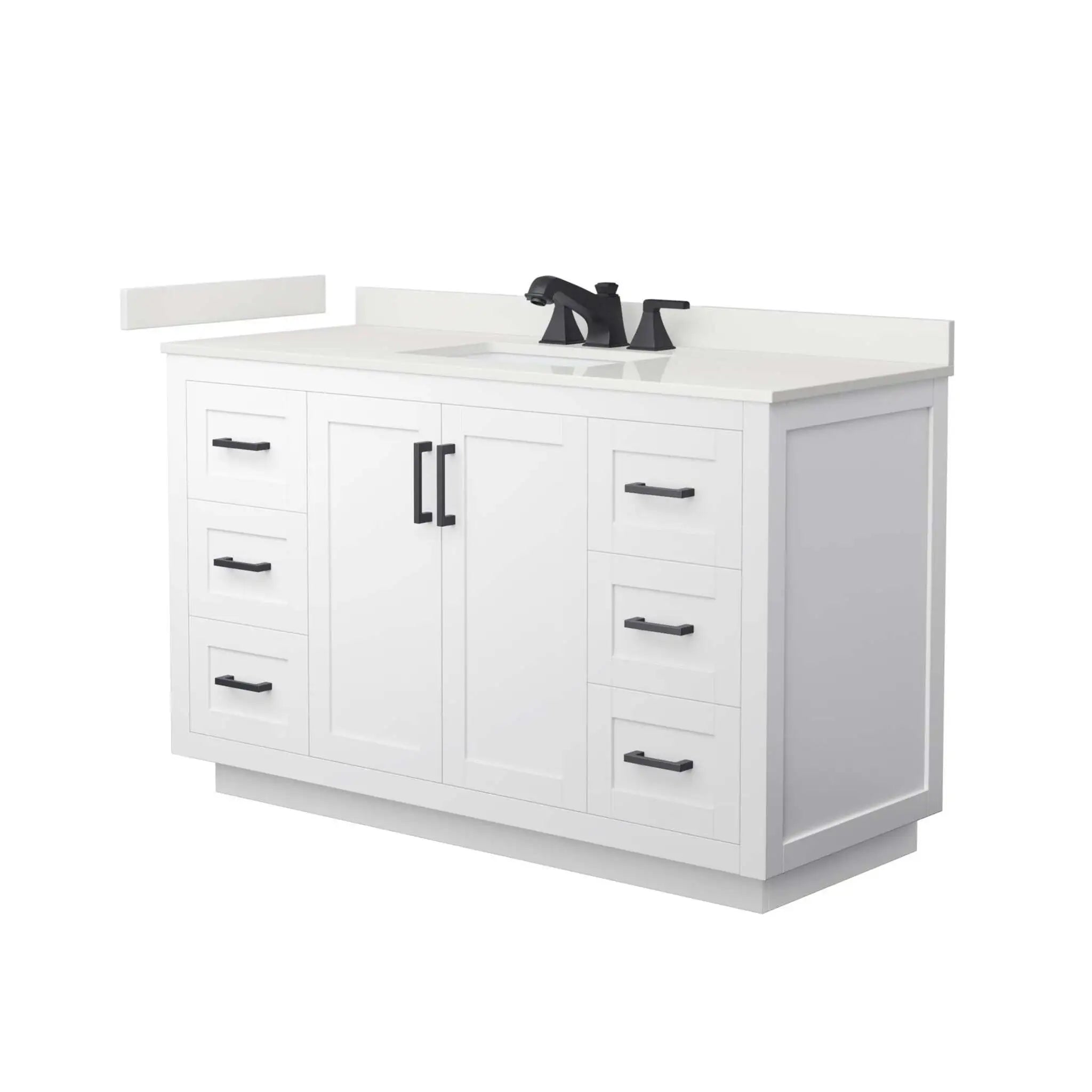 54" Miranda Single Bathroom Vanity in White with Matte Black Trim by Wyndham
