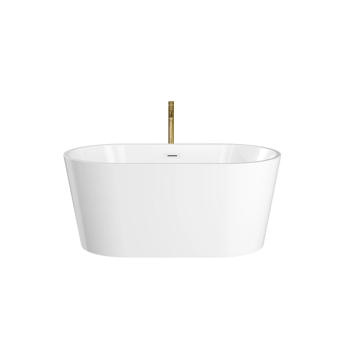 55" White Freestanding Bathtub with Shiny White Drain and Overflow Trim, and Brushed Gold Floor Mounted Faucet - Carissa by Wyndham (WCBTS101255SWATPGD) 2