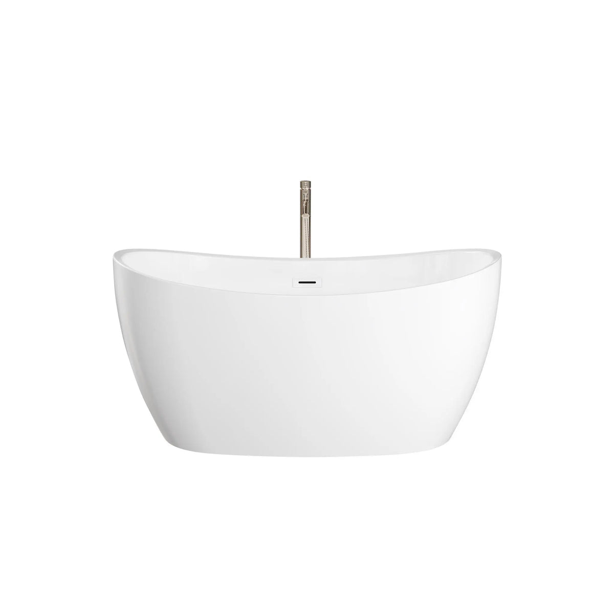 55" White Freestanding Bathtub with Shiny White Drain and Overflow Trim, and Brushed Nickel Floor Mounted Faucet - Dorrit by Wyndham (WCBTS652055SWATPBN) 2
