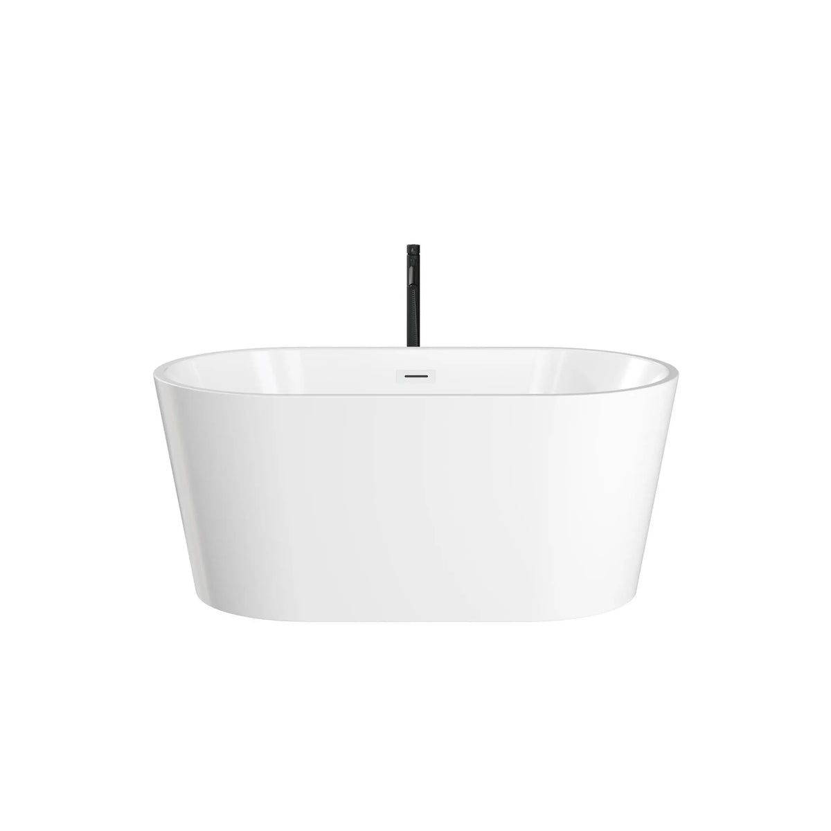 55" White Freestanding Bathtub with Shiny White Drain and Overflow Trim, and Matte Black Floor Mounted Faucet - Carissa by Wyndham (WCBTS101255SWATPBK) 2
