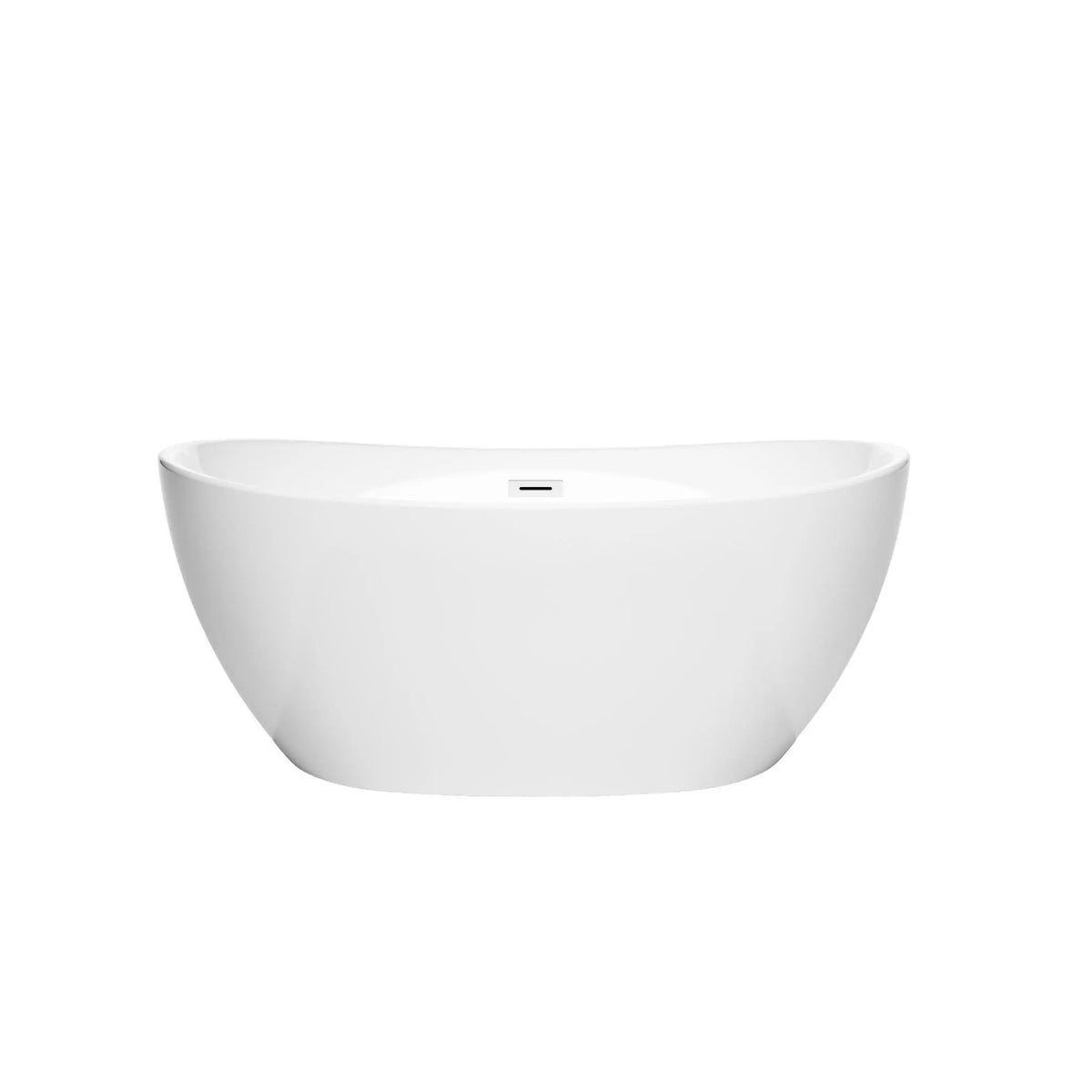 55" White Freestanding Bathtub with Shiny White Drain and Overflow Trim - Rebecca by Wyndham (WCBTS101455SWTRIM) 2
