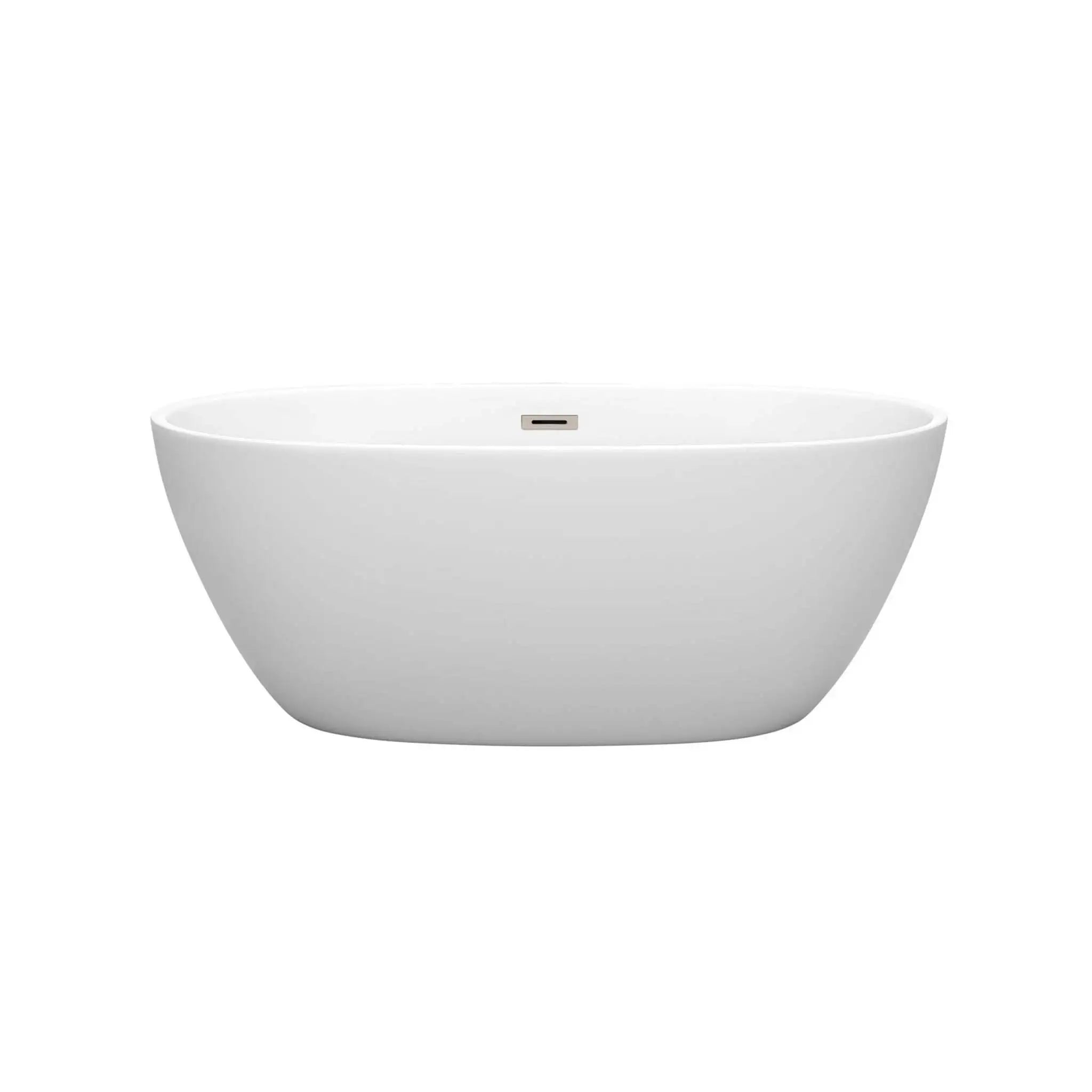 59" Matte White Freestanding Bathtub, Brushed Nickel Trim - Juno by Wyndham (WCBTE306159MWBNTRIM) image 2