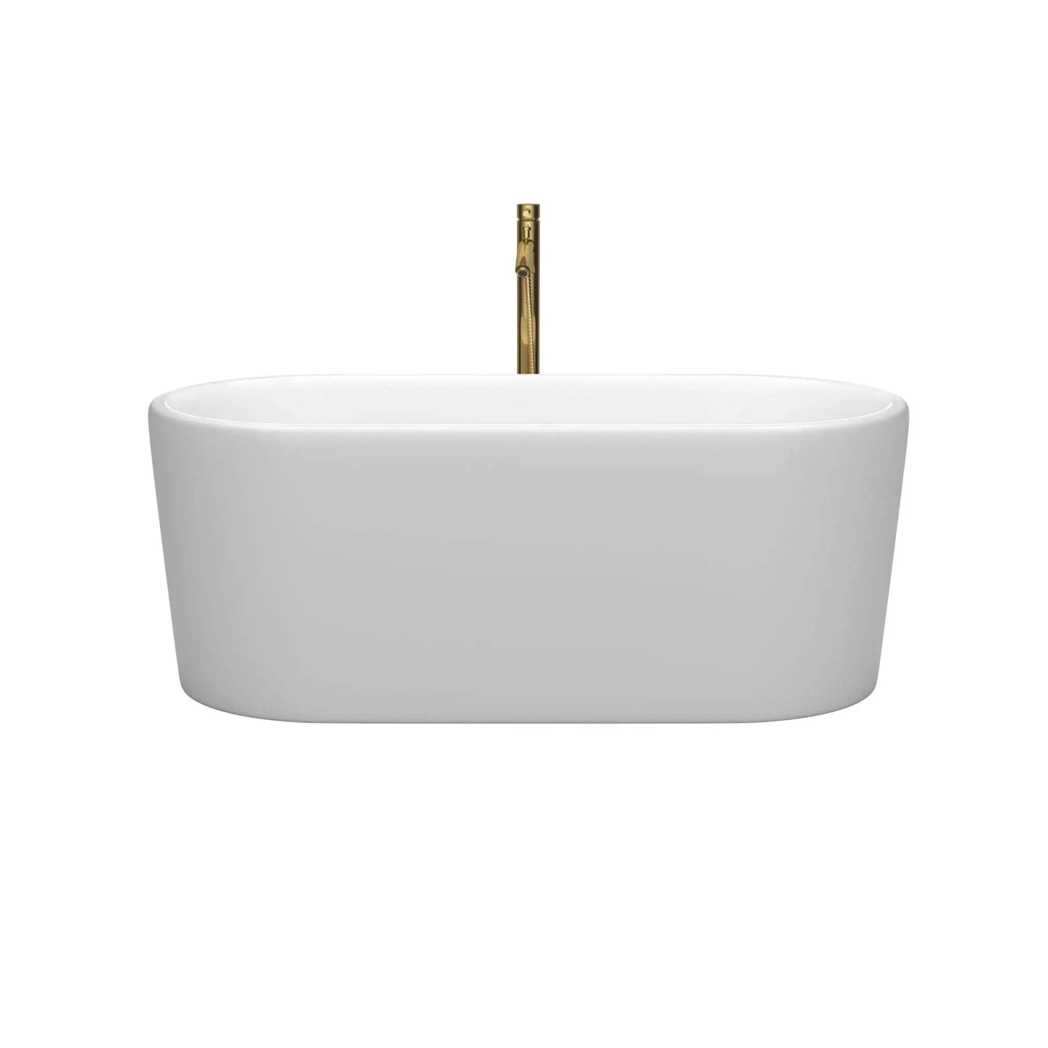 59" Matte White Freestanding Bathtub with Brushed Gold - Ursula by Wyndham (WCBTE301159MWSWATPGD) image 2