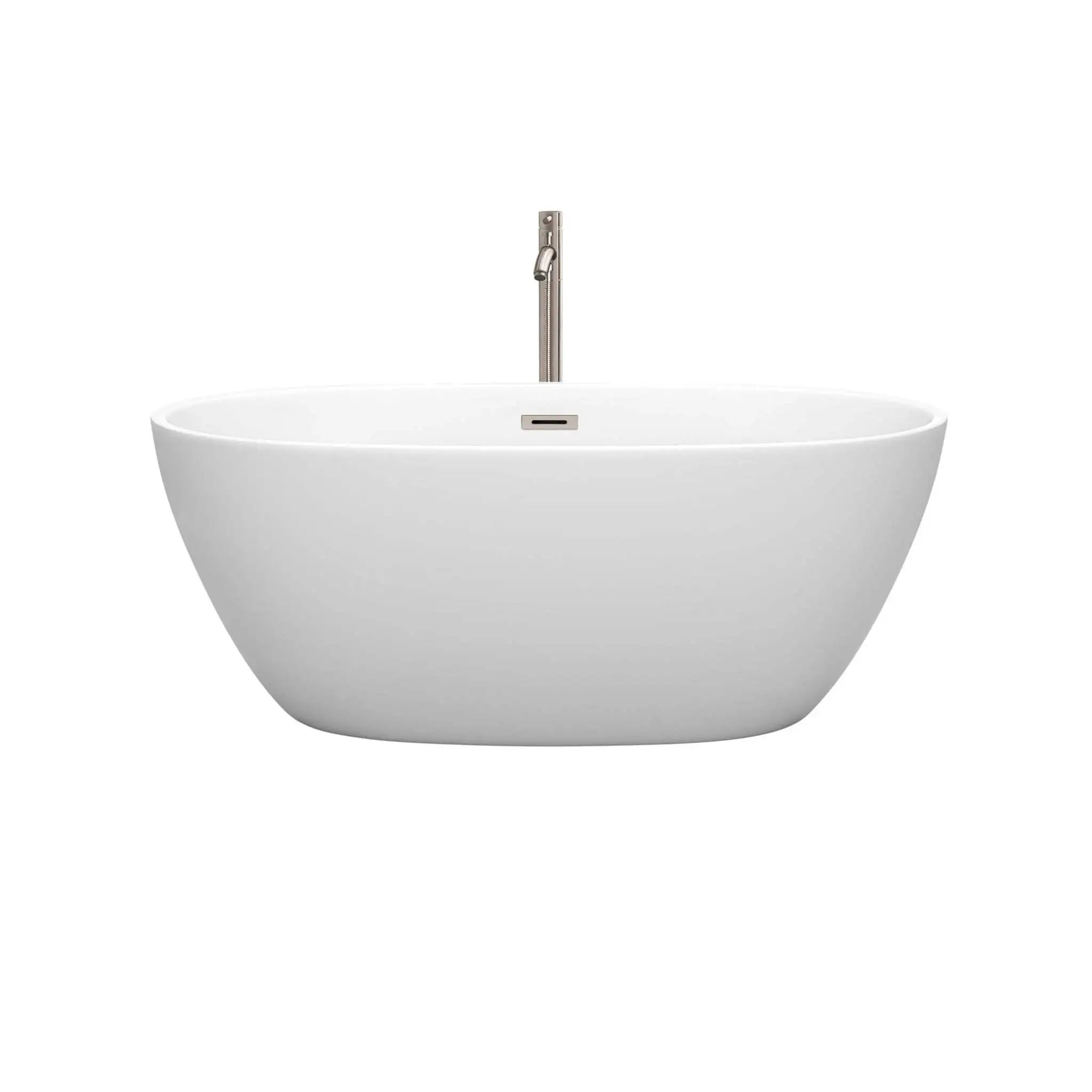 59" Matte White Freestanding Bathtub with Brushed Nickel - Juno by Wyndham (WCBTE306159MWATP11BN) image 2