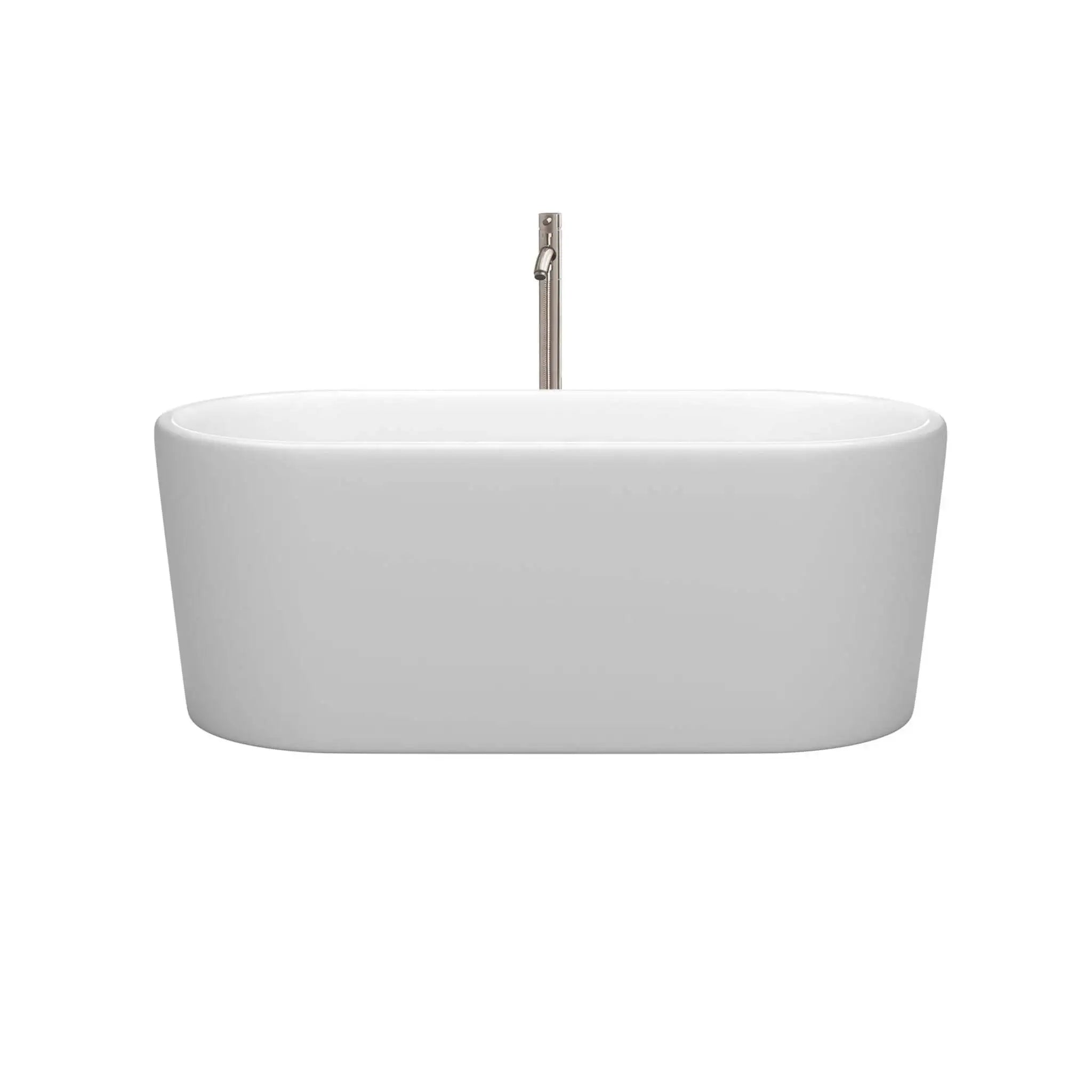 59" Matte White Freestanding Bathtub with Brushed Nickel - Ursula by Wyndham (WCBTE301159MWATP11BN) image 2