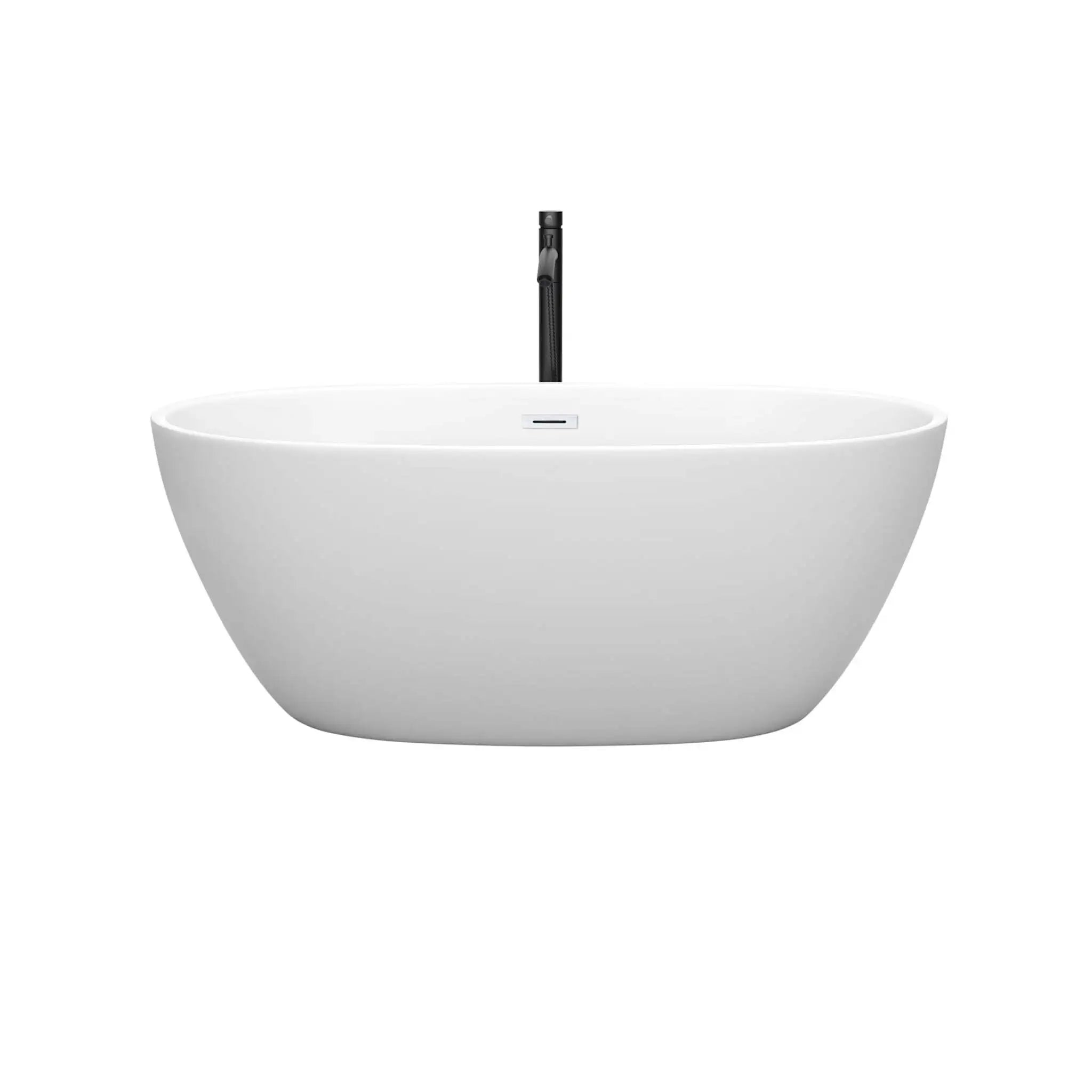 59" Matte White Freestanding Bathtub with Matte Black Faucet - Juno by Wyndham (WCBTE306159MWSWATPBK) image 2