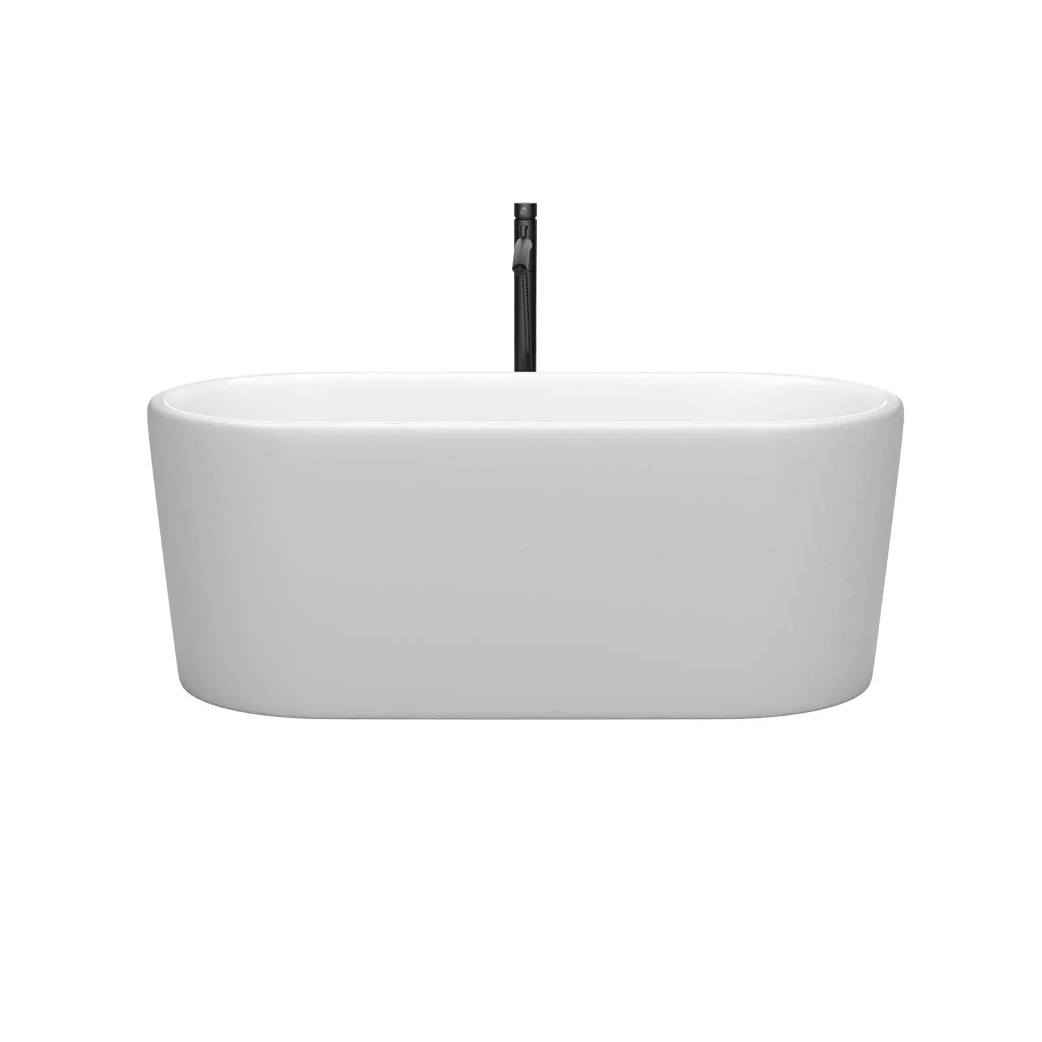 59" Matte White Freestanding Bathtub with Matte Black Faucet - Ursula by Wyndham (WCBTE301159MWSWATPBK) image 2