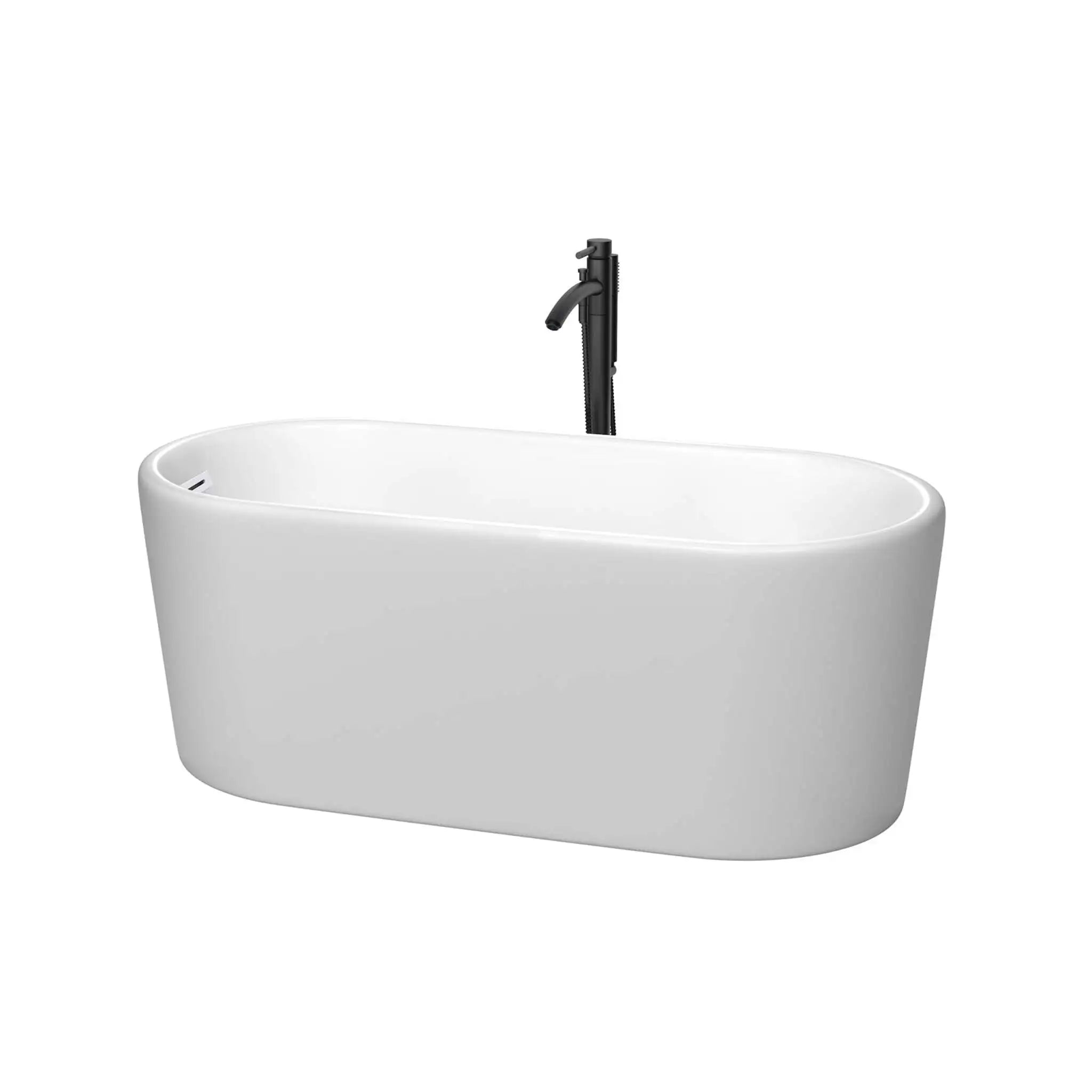 59" Matte White Freestanding Bathtub with Matte Black Faucet - Ursula by Wyndham (WCBTE301159MWSWATPBK) image
