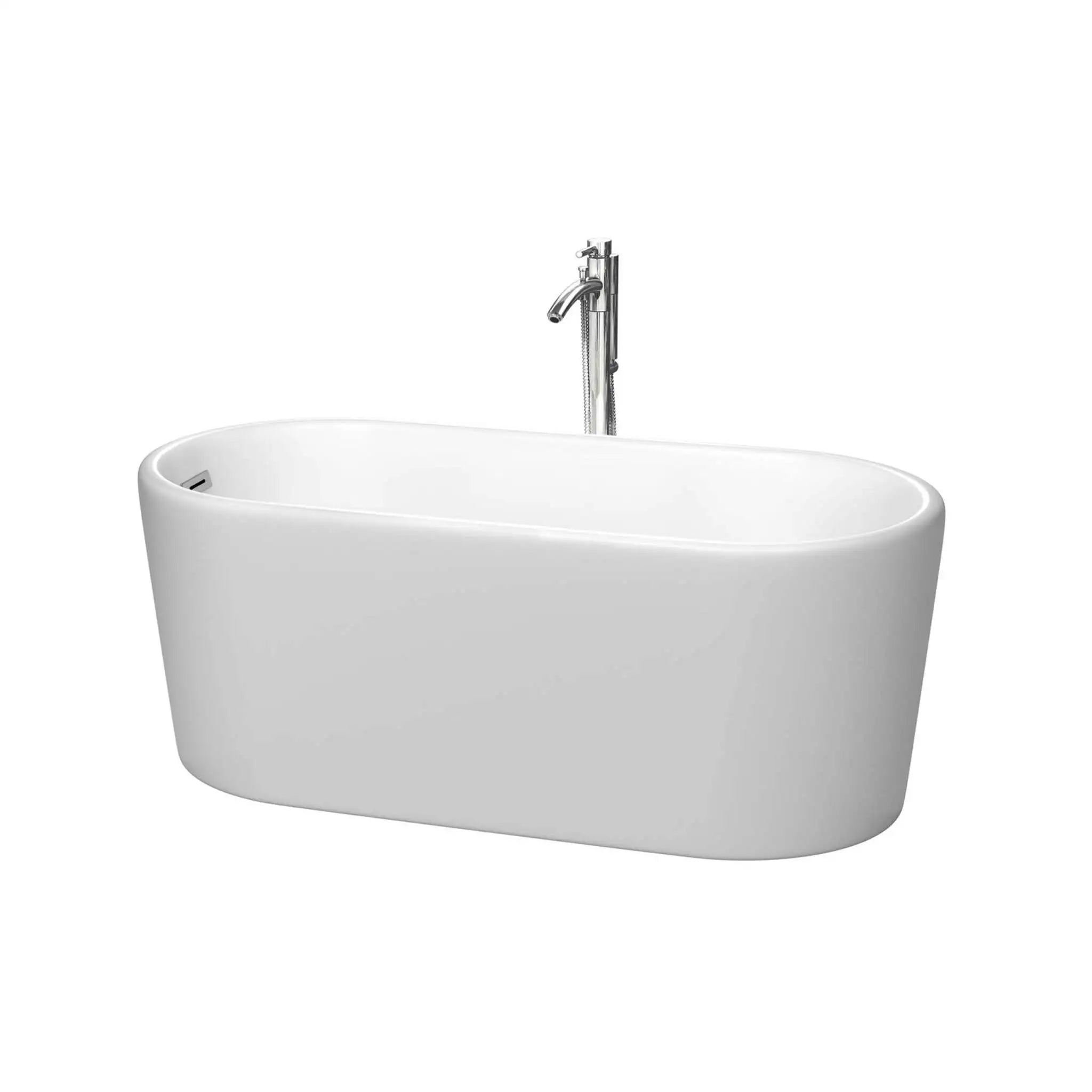 59" Matte White Freestanding Bathtub with Polished Chrome - Ursula by Wyndham (WCBTE301159MWATP11PC) image
