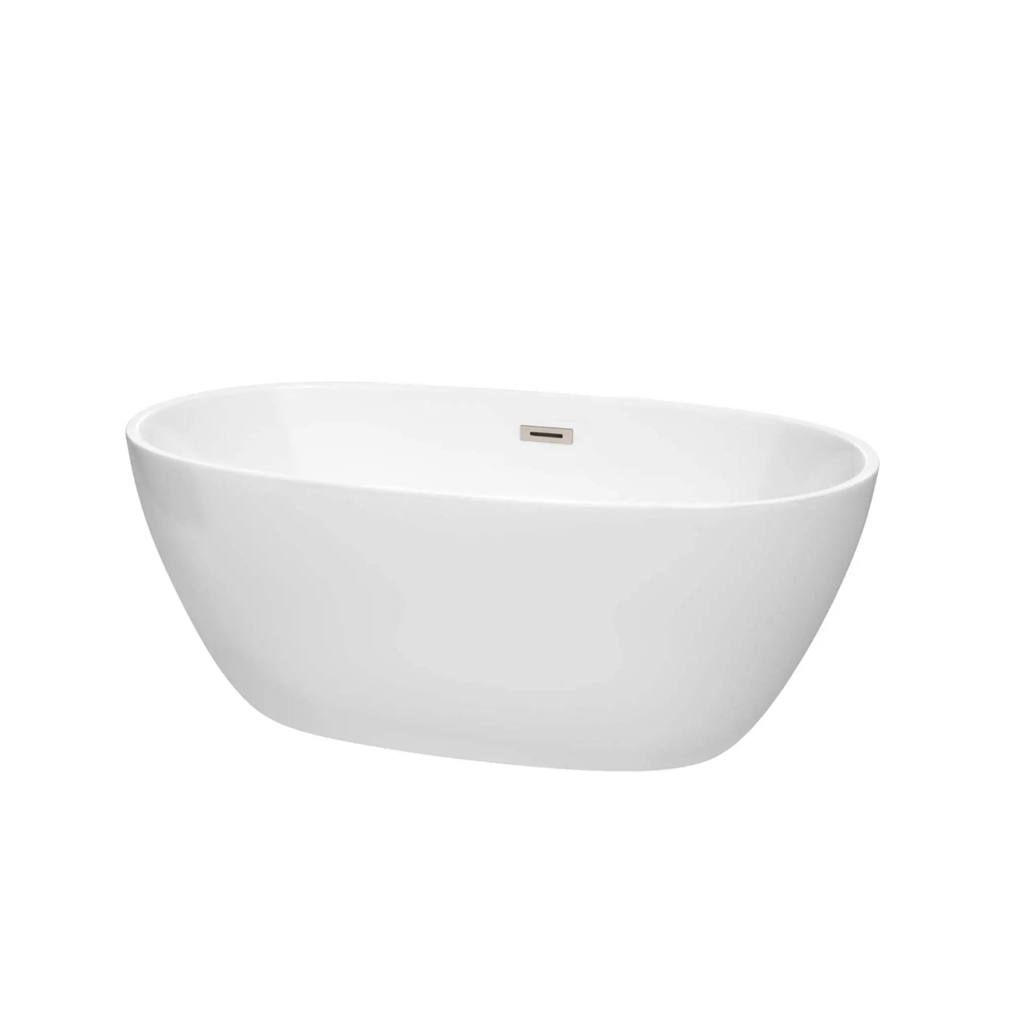 59" White Freestanding Bathtub, Brushed Nickel Trim - Juno by Wyndham (WCBTK156159BNTRIM) image