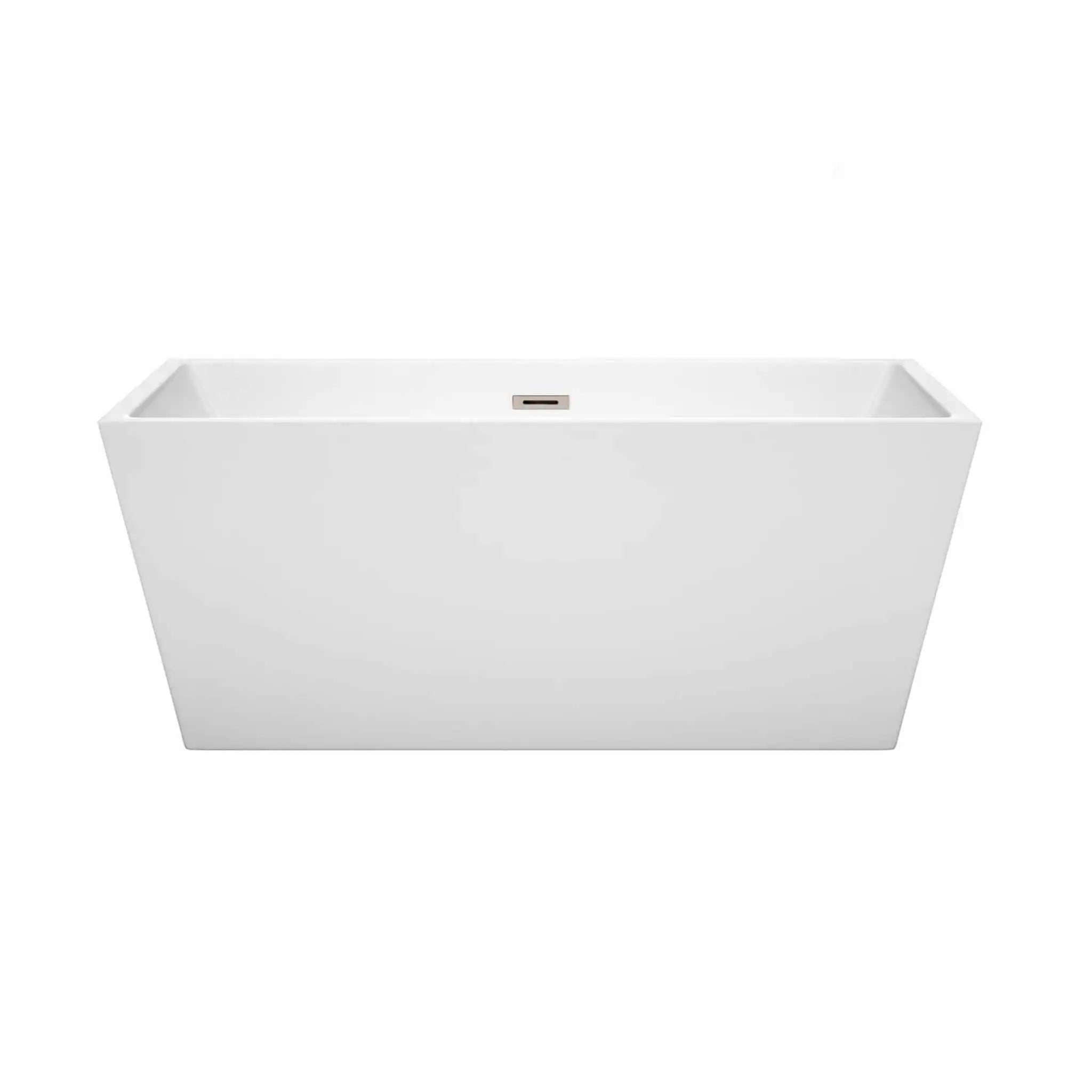 59" White Freestanding Bathtub, Brushed Nickel Trim - Sara by Wyndham (WCBTK151459BNTRIM) image 2