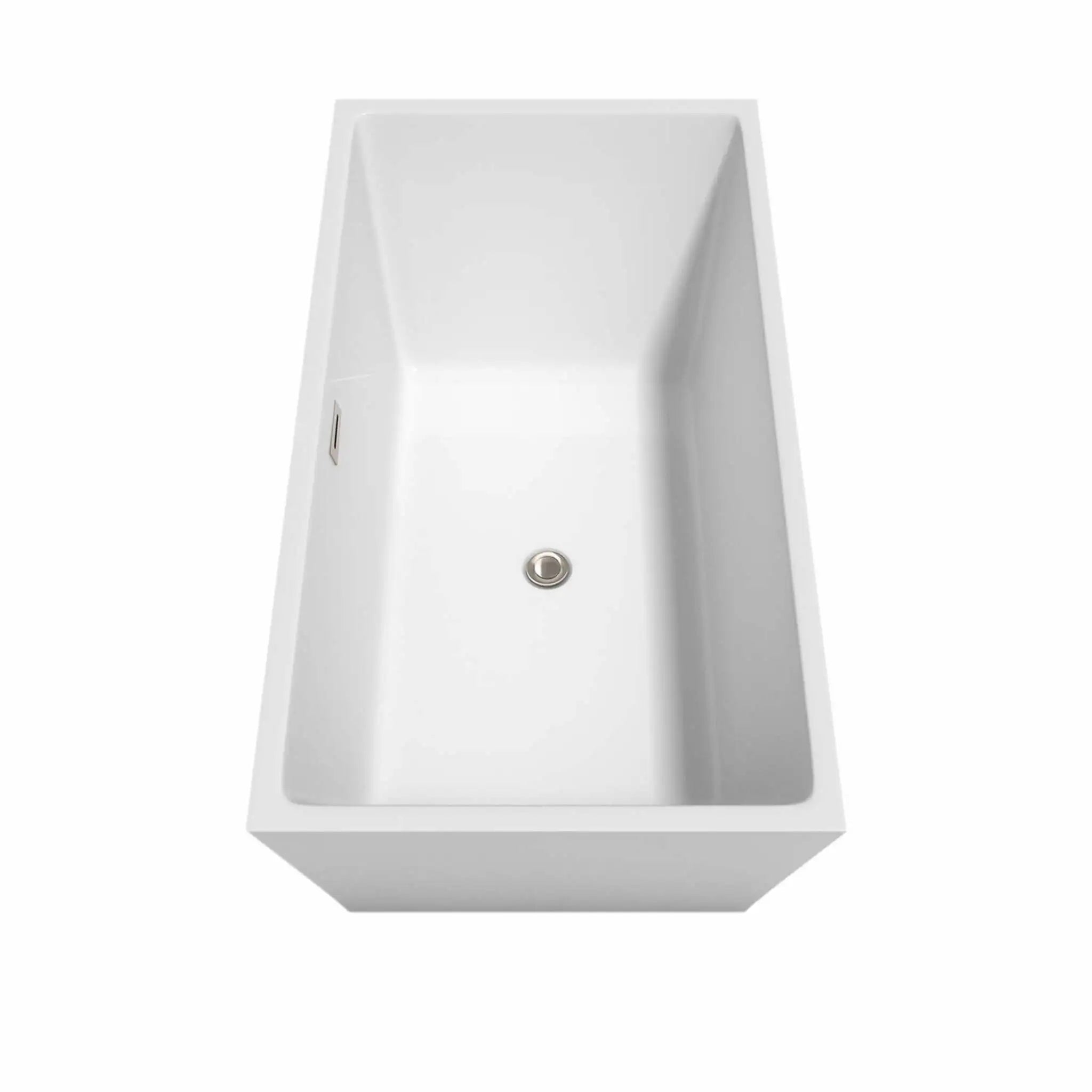 59" White Freestanding Bathtub, Brushed Nickel Trim - Sara by Wyndham (WCBTK151459BNTRIM) image 4