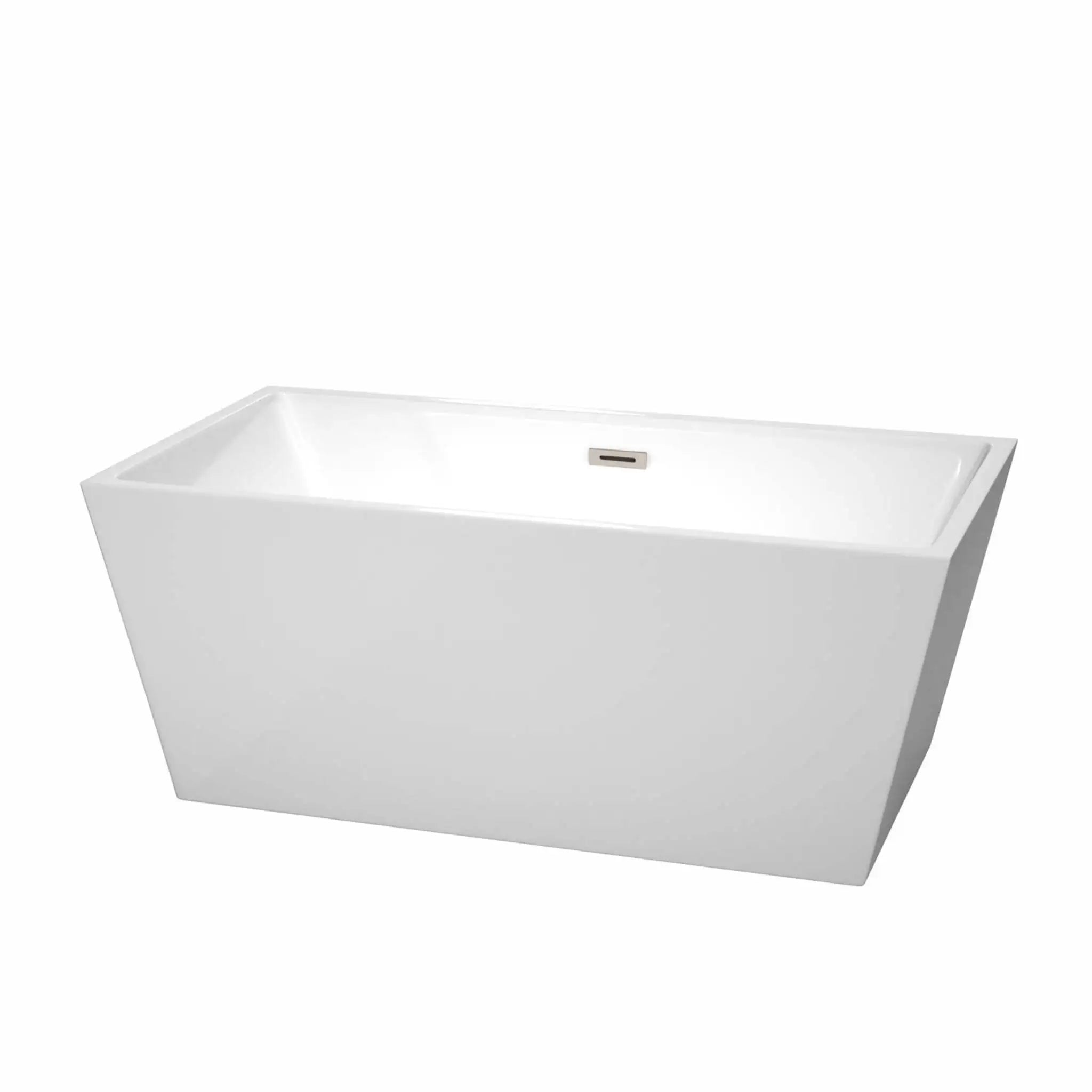 59" White Freestanding Bathtub, Brushed Nickel Trim - Sara by Wyndham (WCBTK151459BNTRIM) image