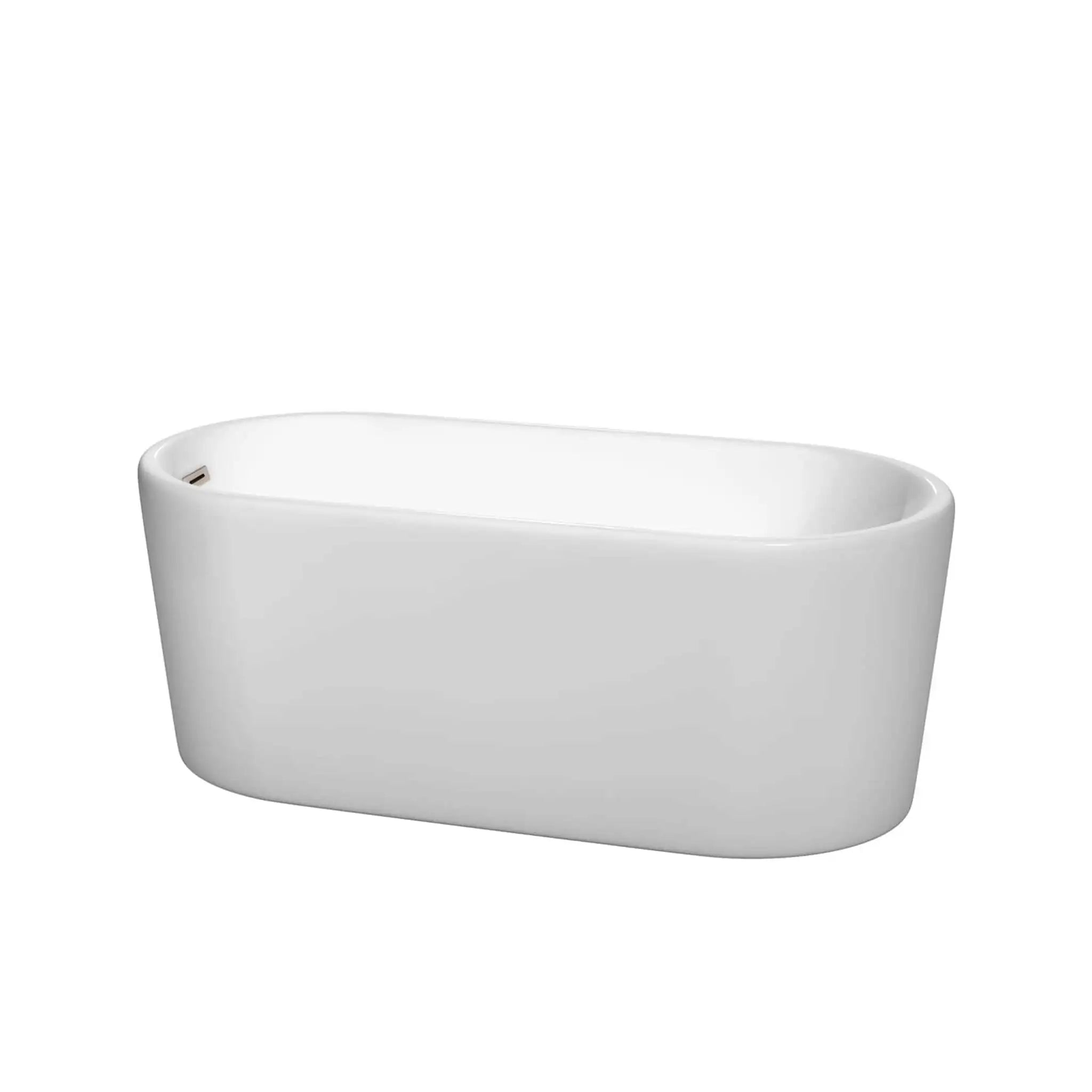 59" White Freestanding Bathtub, Brushed Nickel Trim - Ursula by Wyndham (WCBTK151159BNTRIM) image