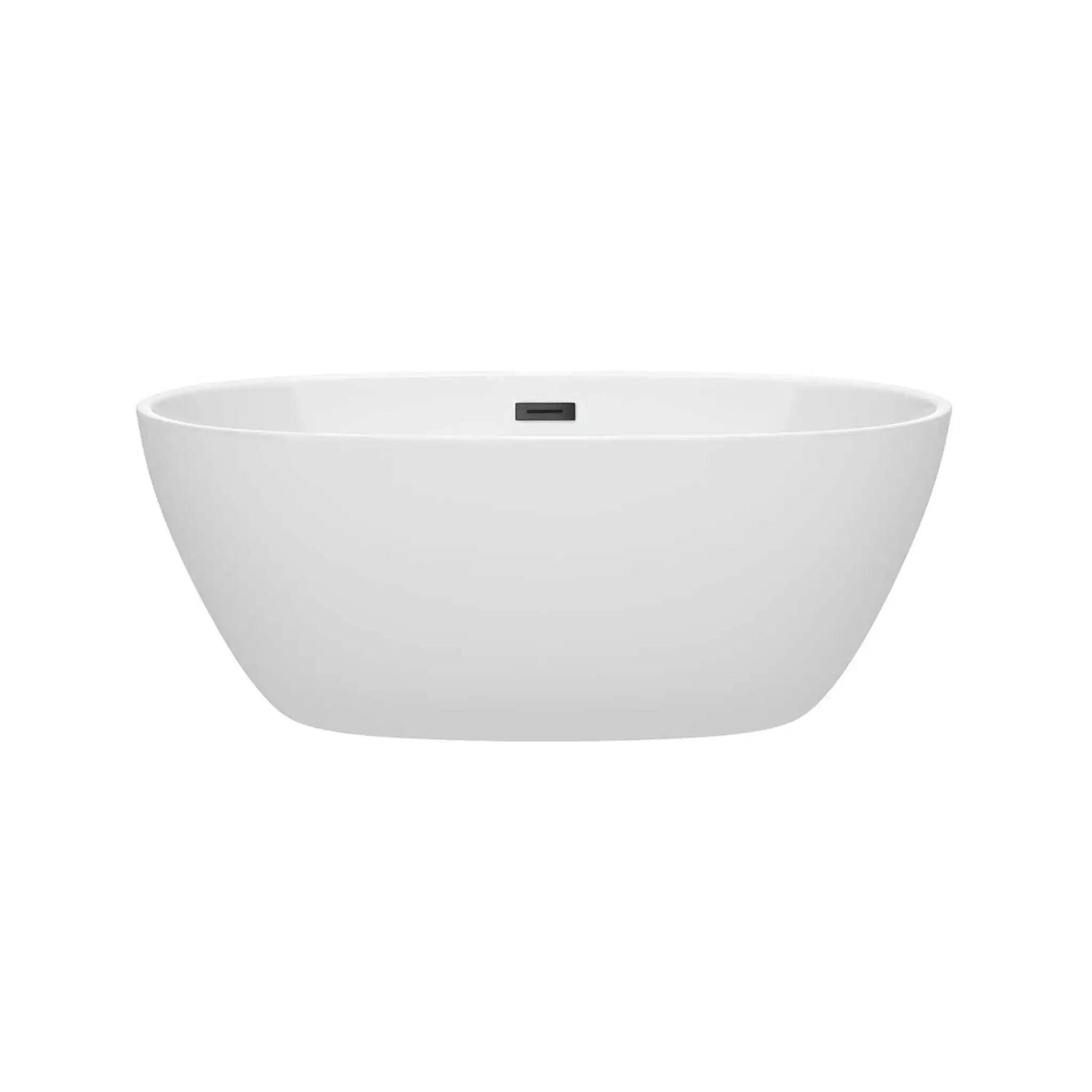 59" White Freestanding Bathtub, Matte Black Trim - Juno by Wyndham (WCBTK156159MBTRIM) image 2