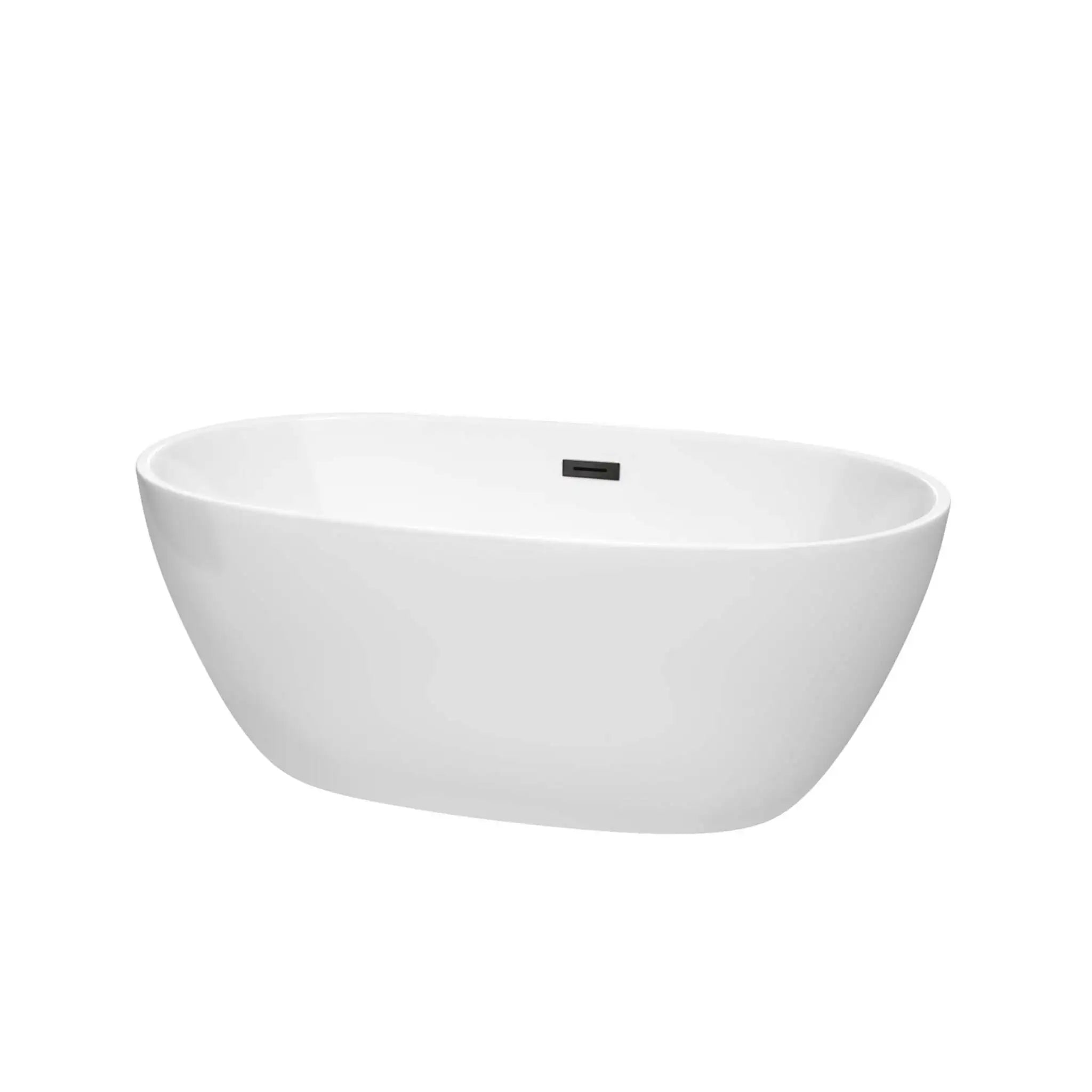 59" White Freestanding Bathtub, Matte Black Trim - Juno by Wyndham (WCBTK156159MBTRIM) image