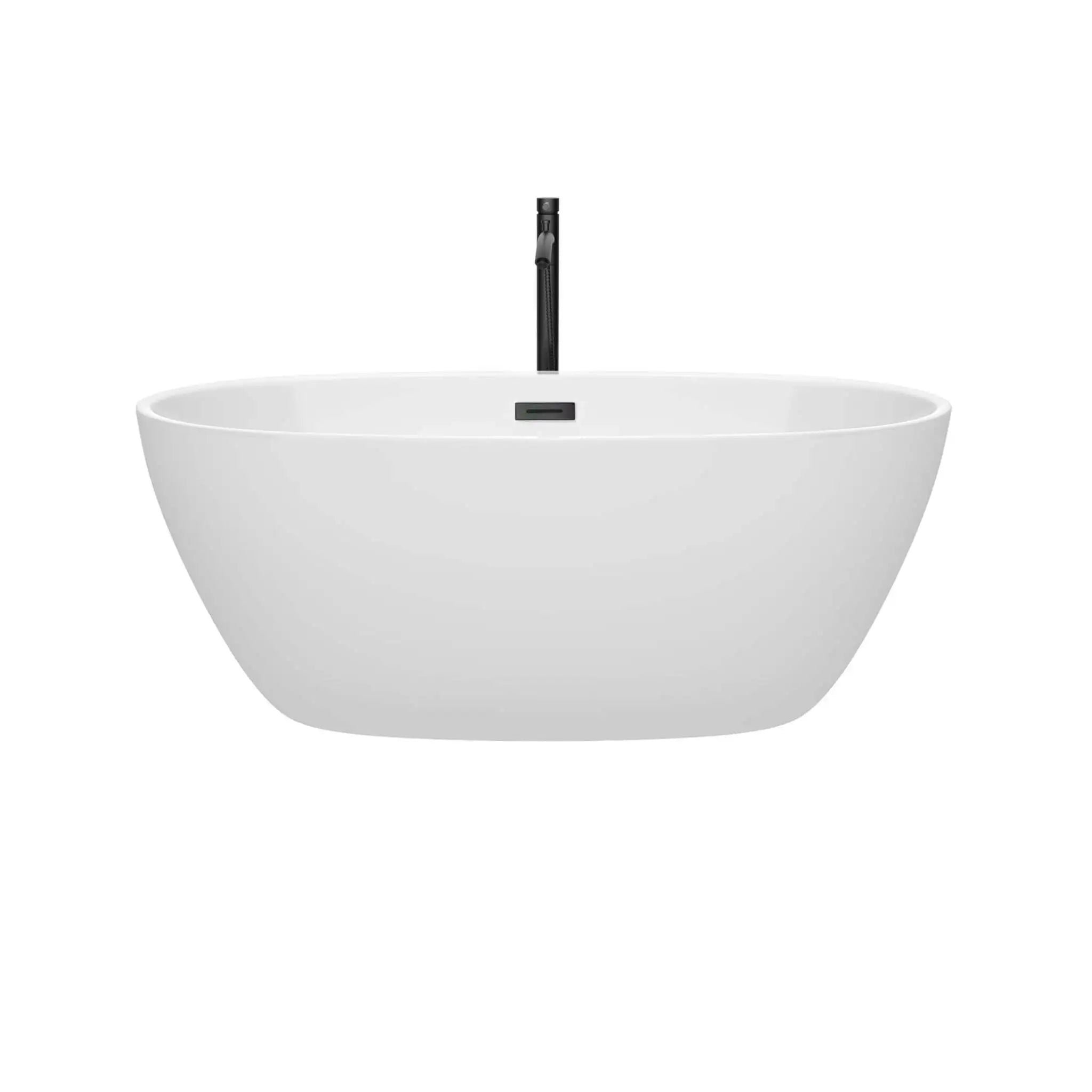 59" White Freestanding Bathtub with Matte Black Faucet - Juno by Wyndham (WCBTK156159MBATPBK) image 2