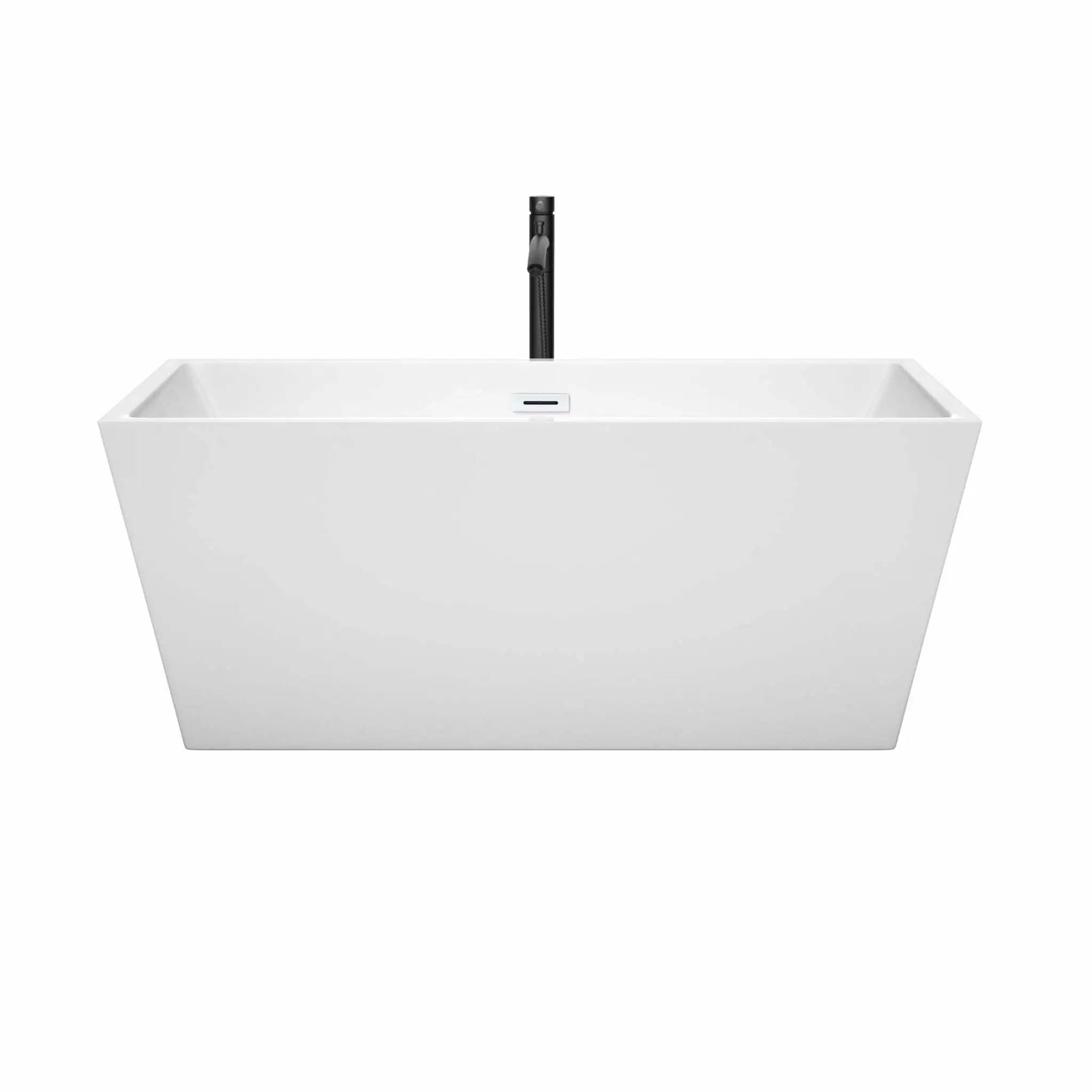 59" White Freestanding Bathtub with Matte Black Faucet - Sara by Wyndham (WCBTK151459SWATPBK) image 2