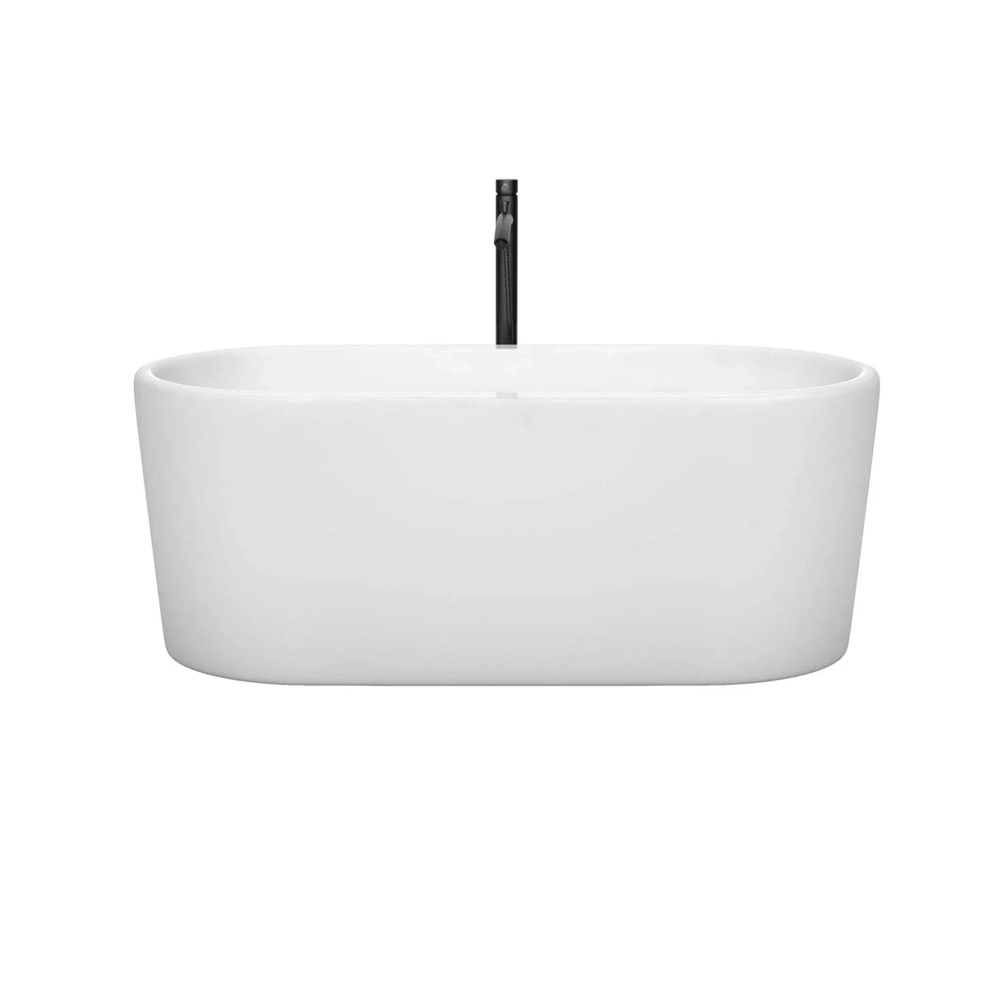 59" White Freestanding Bathtub with Matte Black Faucet - Ursula by Wyndham (WCBTK151159MBATPBK) image 2