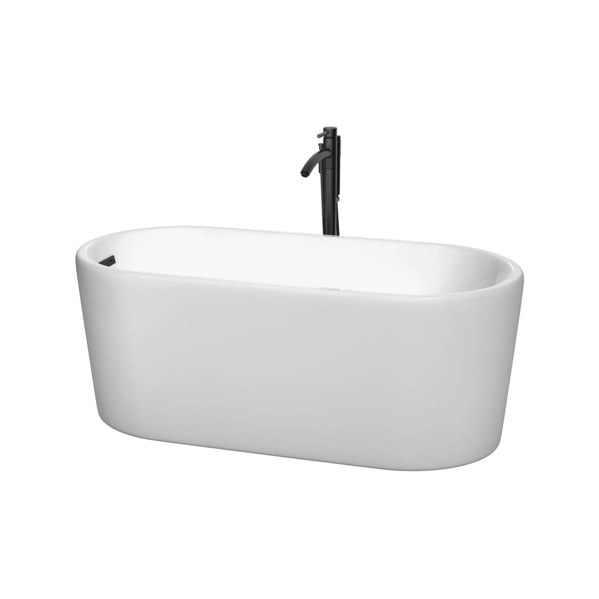 59" White Freestanding Bathtub with Matte Black Faucet - Ursula by Wyndham (WCBTK151159MBATPBK) image