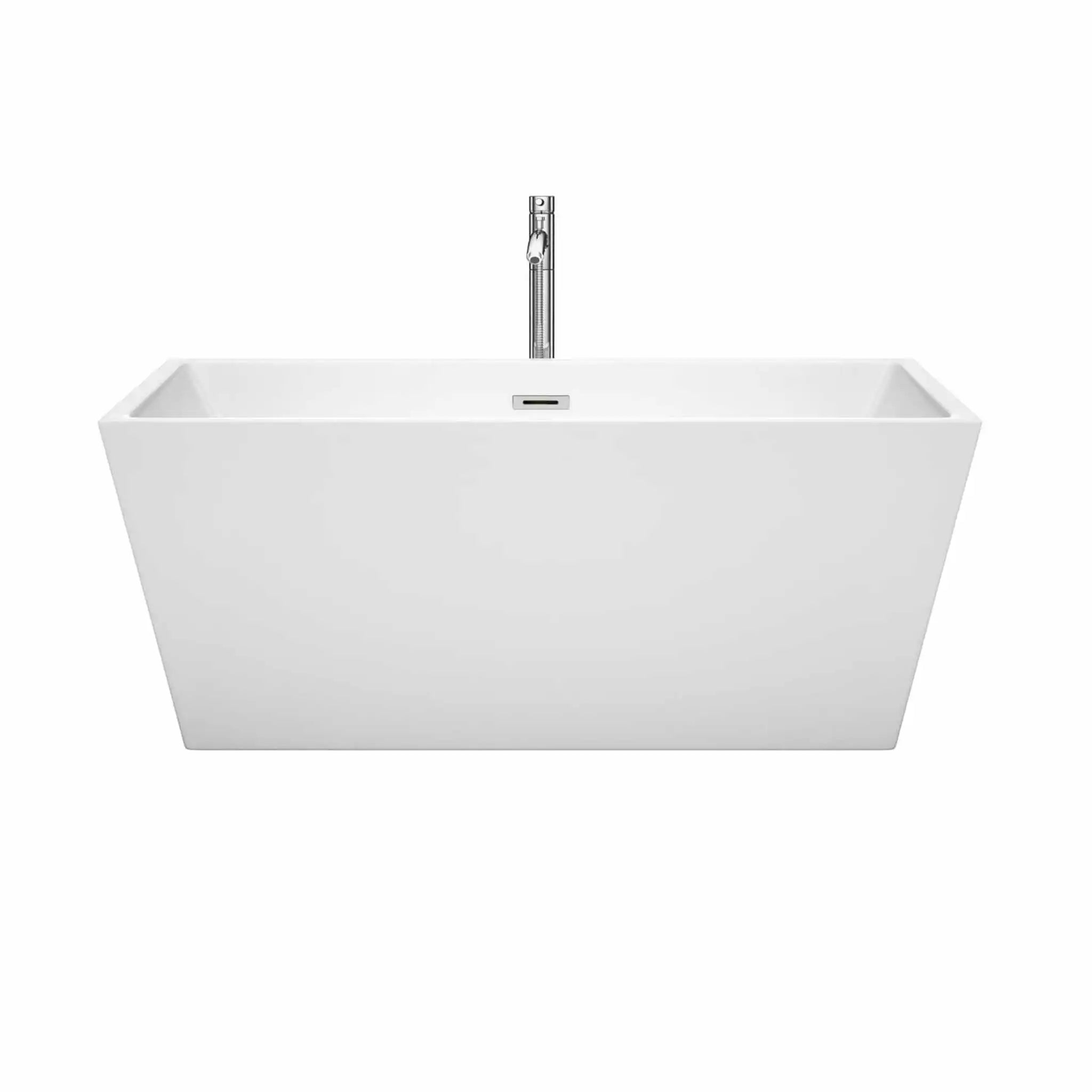 59" White Freestanding Bathtub with Polished Chrome Faucet - Sara by Wyndham (WCBTK151459ATP11PC) image 2