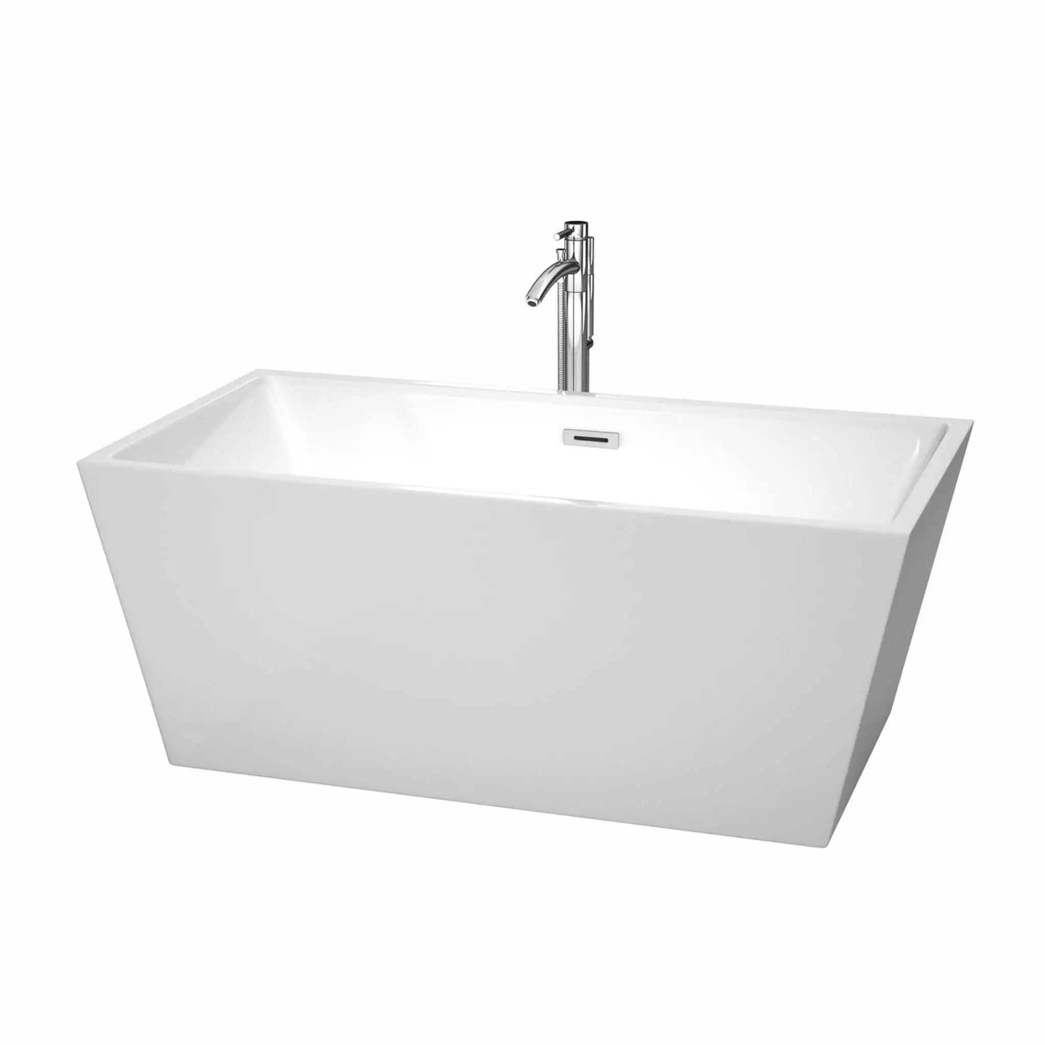59" White Freestanding Bathtub with Polished Chrome Faucet - Sara by Wyndham (WCBTK151459ATP11PC) image