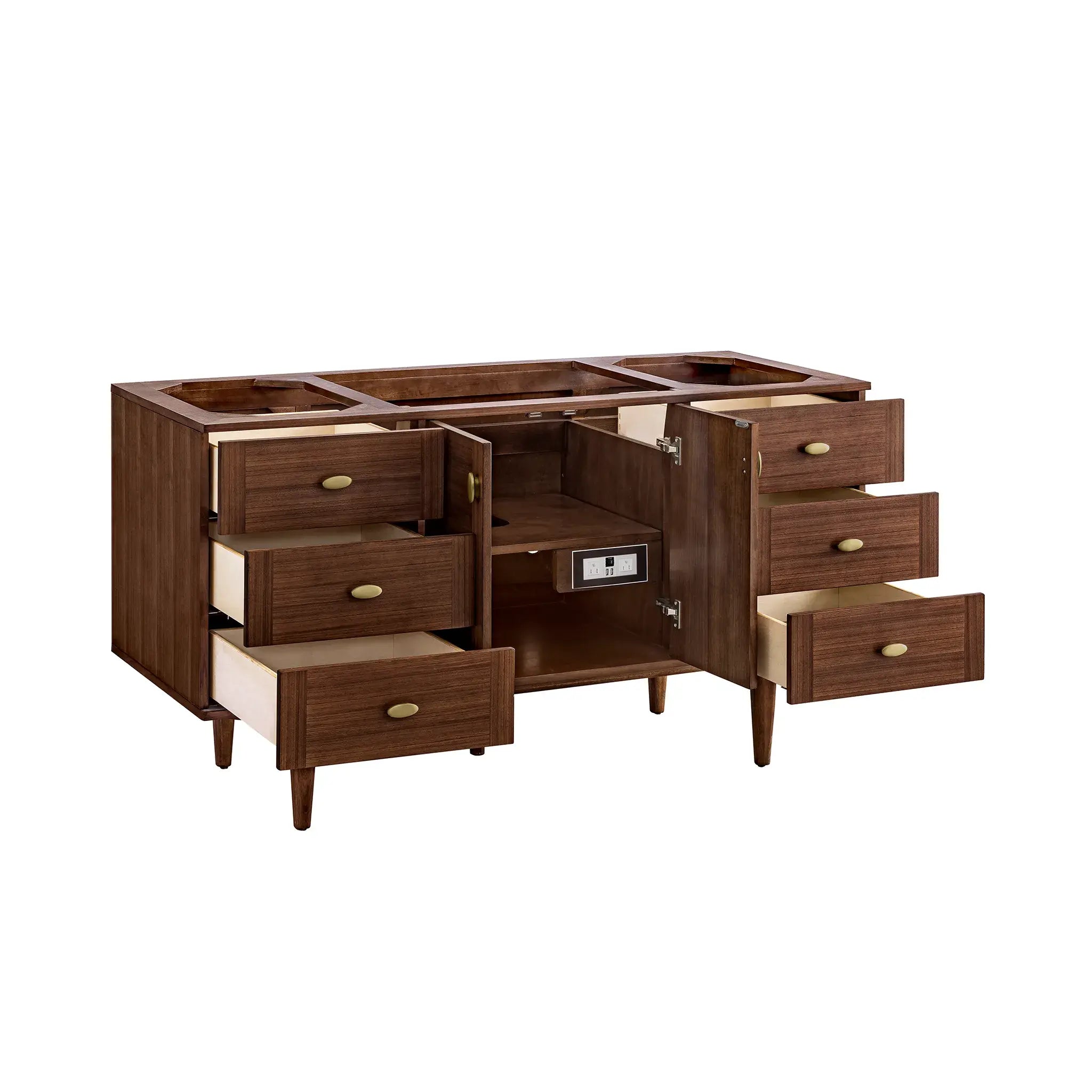 60" Amberly Single Vanity in Mid-Century Walnut w/FreePower Wireless Charger-Cabinet Only-Not Available image 3