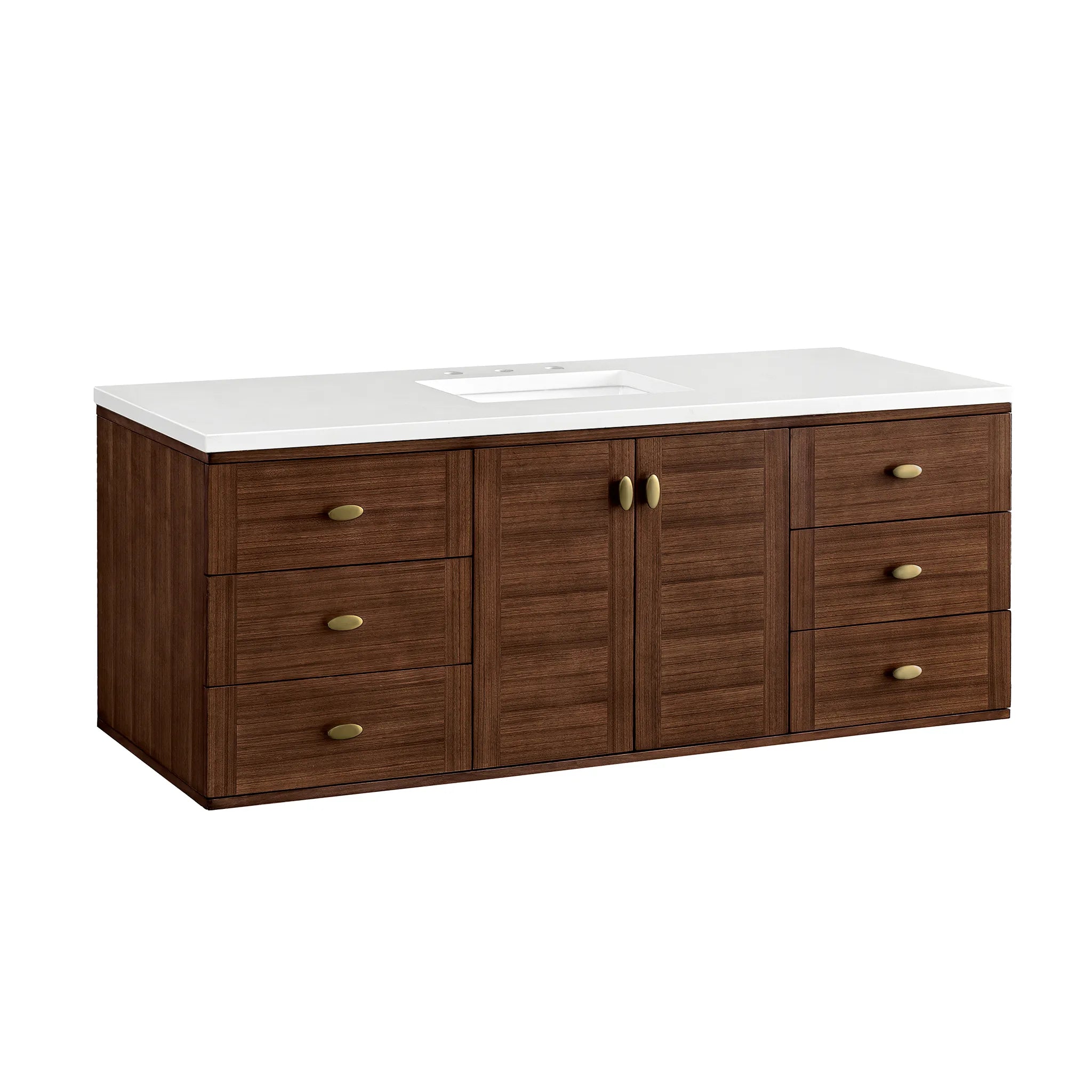 60" Amberly Single Vanity in Mid-Century Walnut-White Zeus Silestone-8" Widespread image 17
