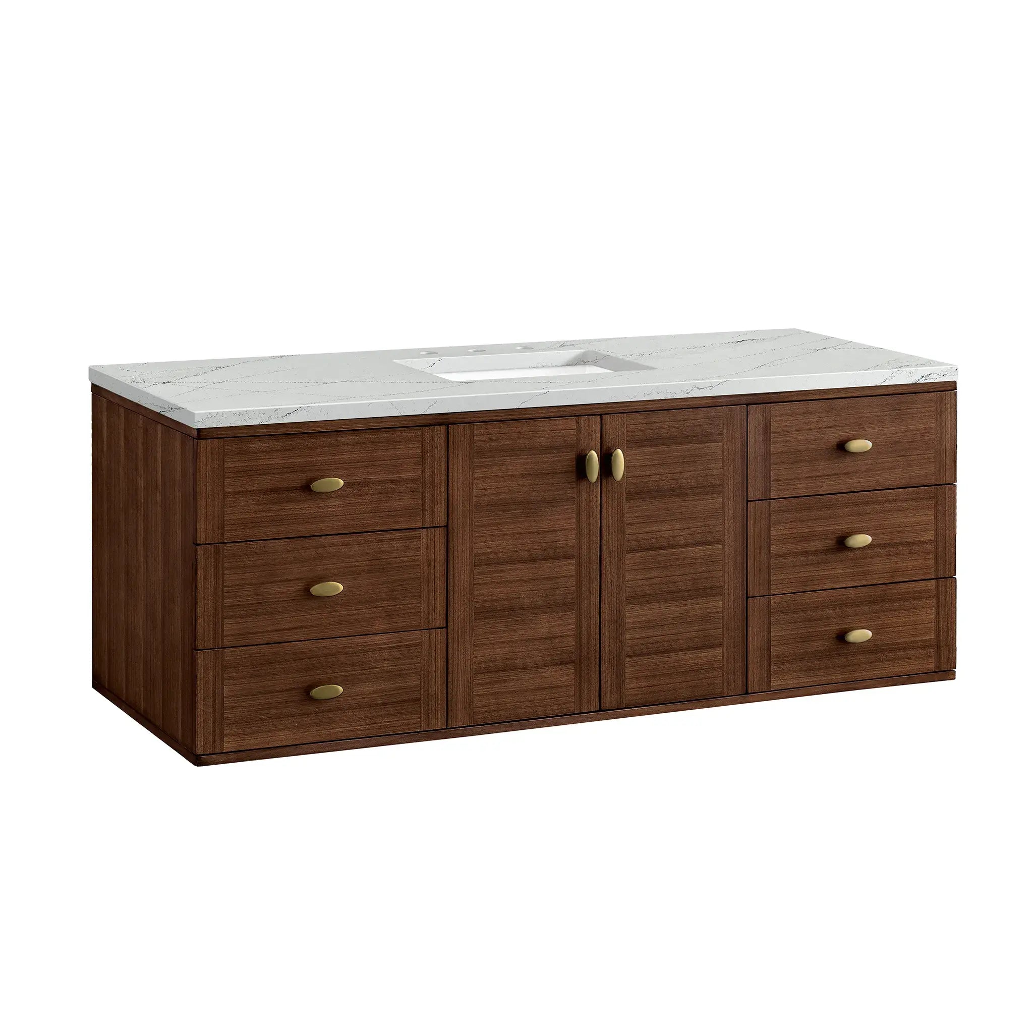 60" Amberly Single Vanity in Mid-Century Walnut Wireless Charger-Ethereal Noctis Silestone-8" Widespread image 12