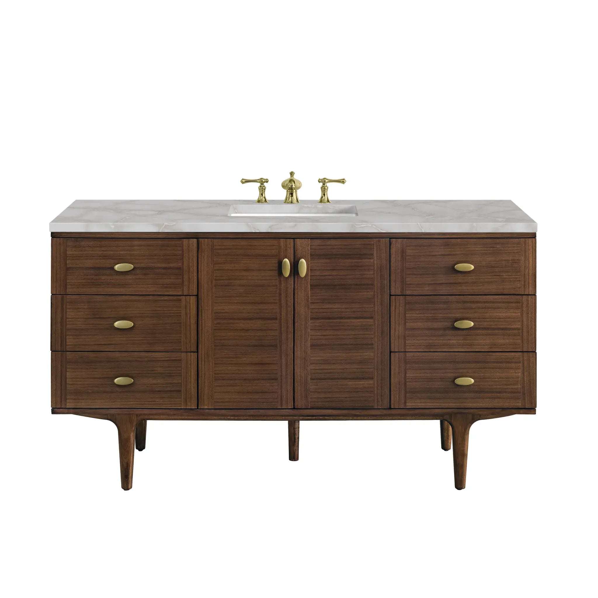 60" Amberly Single Vanity in Mid-Century Walnut by James Martin Vanities - AURA Modern Home