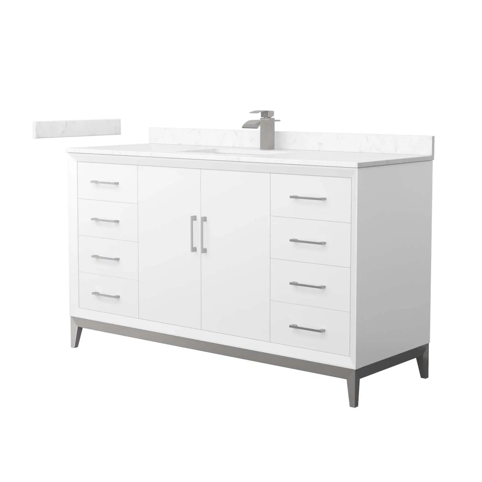 60" Amici Single Bathroom Vanity in White with Brushed Nickel Trim by Wyndham