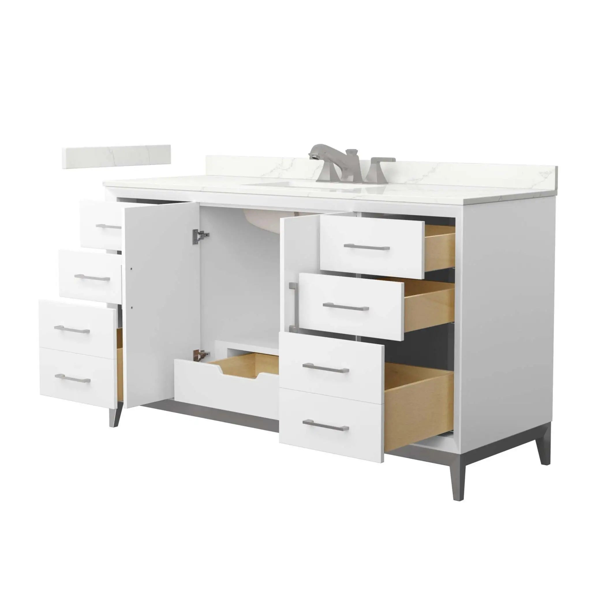 60" Amici Single Bathroom Vanity in White with Brushed Nickel Trim by Wyndham