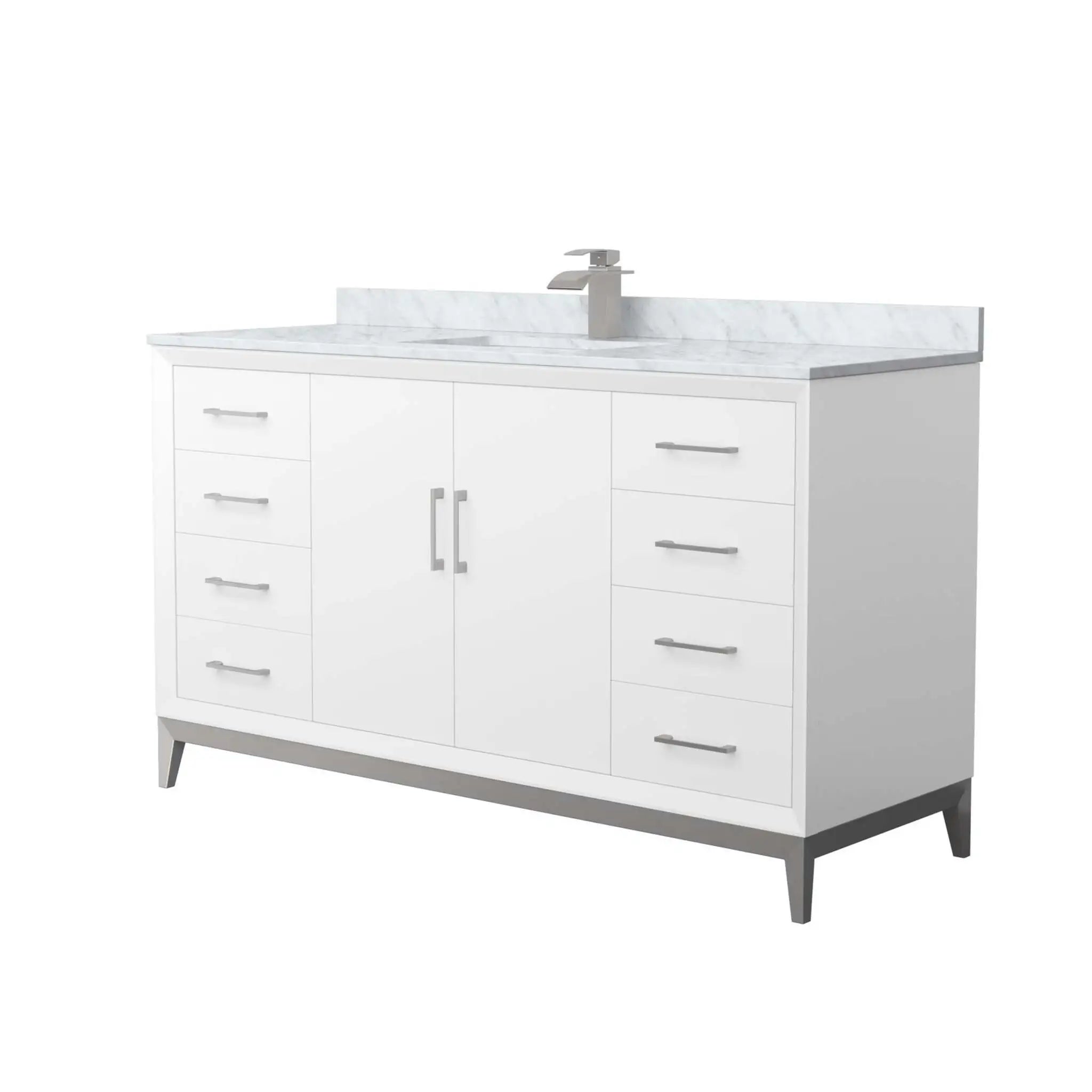60" Amici Single Bathroom Vanity in White with Brushed Nickel Trim by Wyndham