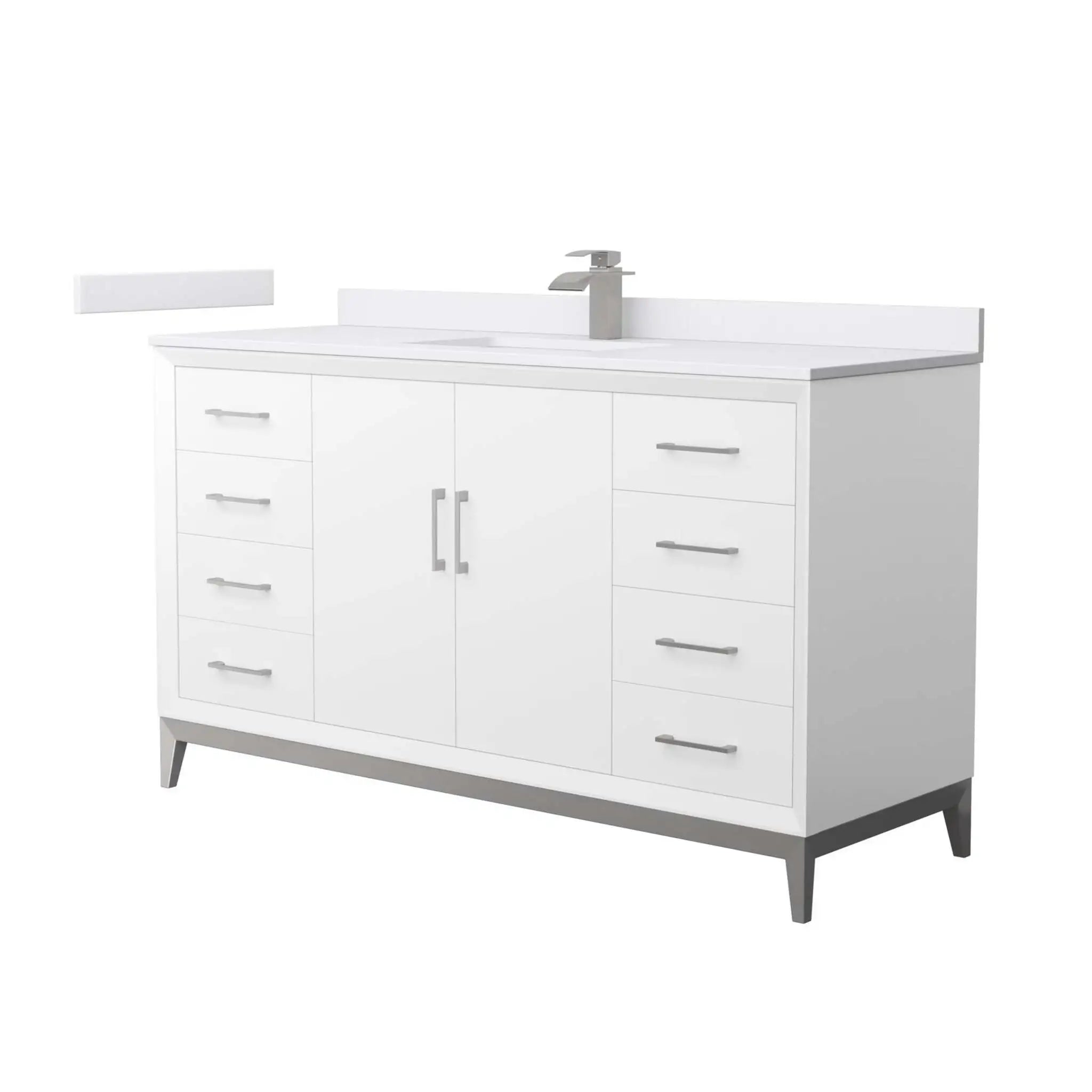 60" Amici Single Bathroom Vanity in White with Brushed Nickel Trim by Wyndham