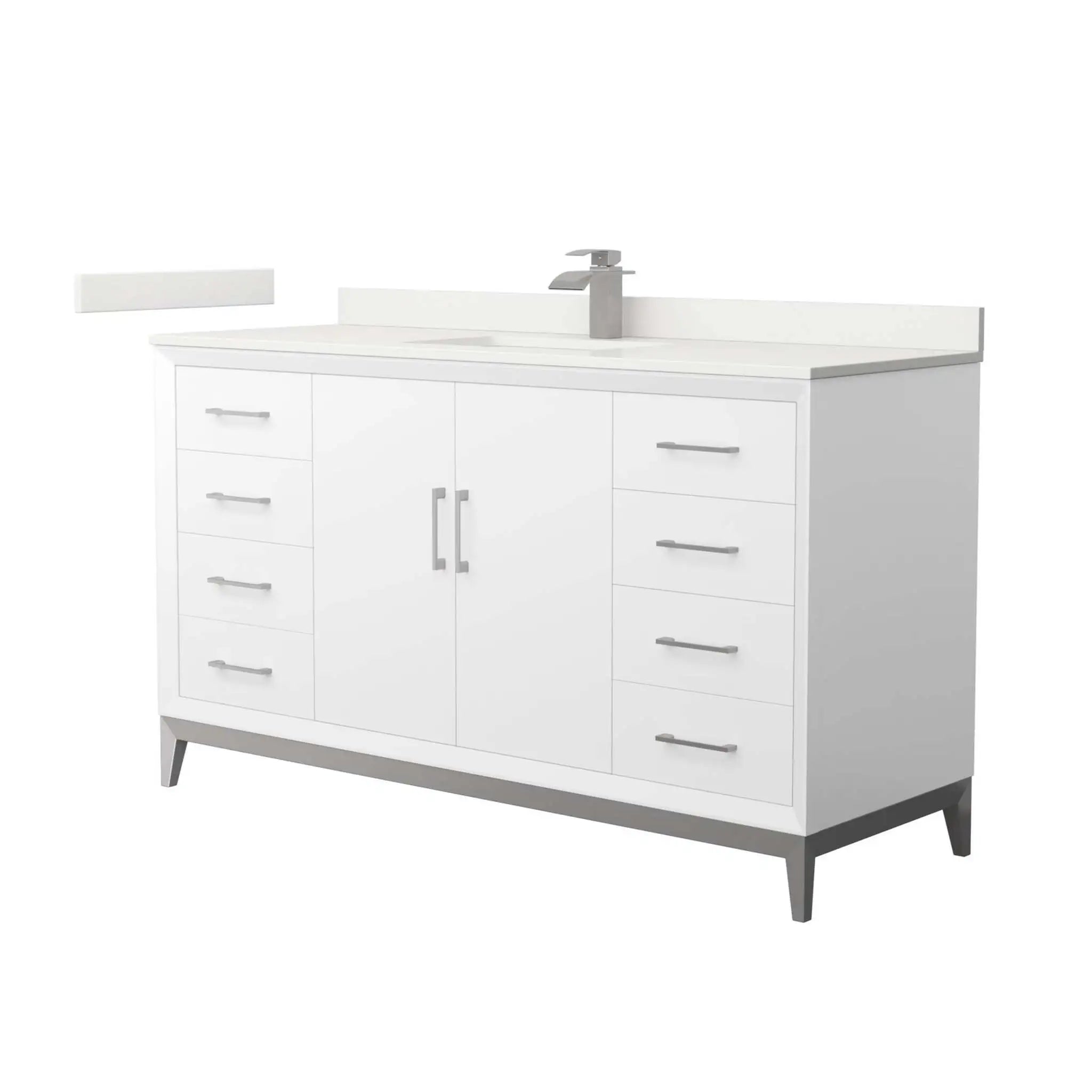 60" Amici Single Bathroom Vanity in White with Brushed Nickel Trim by Wyndham