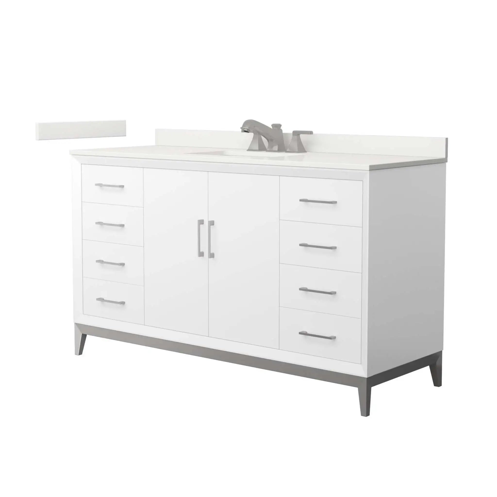 60" Amici Single Bathroom Vanity in White with Brushed Nickel Trim by Wyndham
