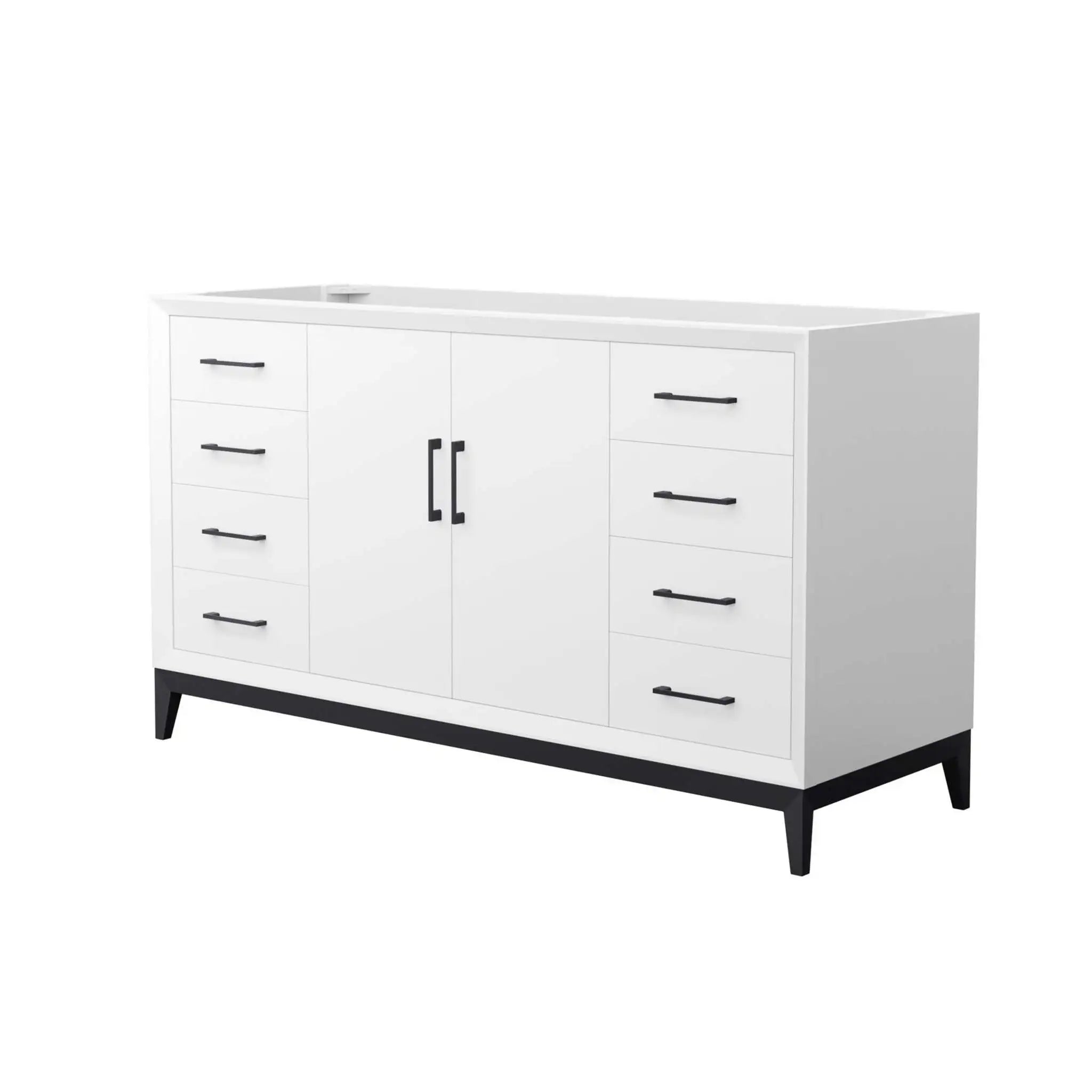 60" Amici Single Bathroom Vanity in White with Matte Black Trim by Wyndham