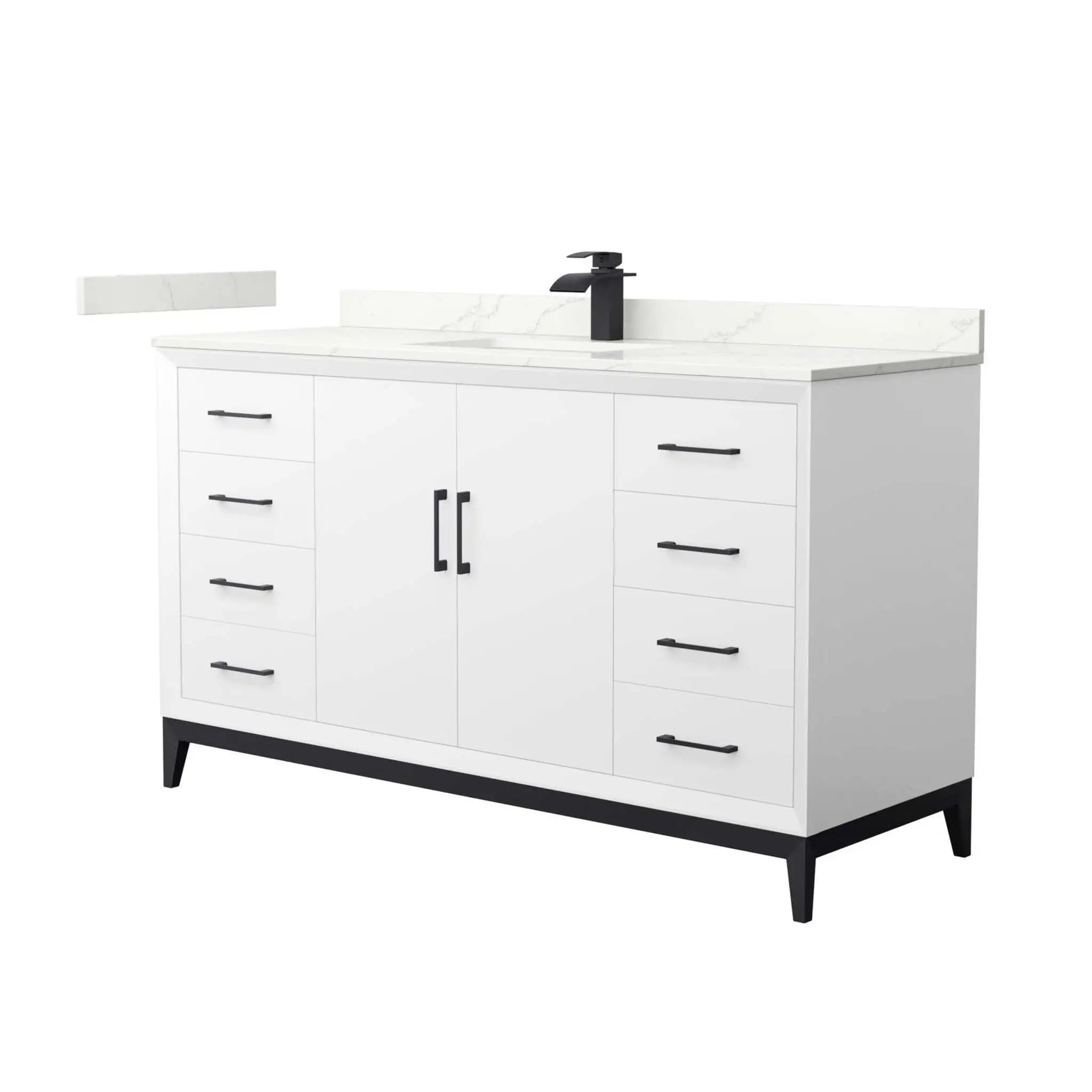 60" Amici Single Bathroom Vanity in White with Matte Black Trim by Wyndham