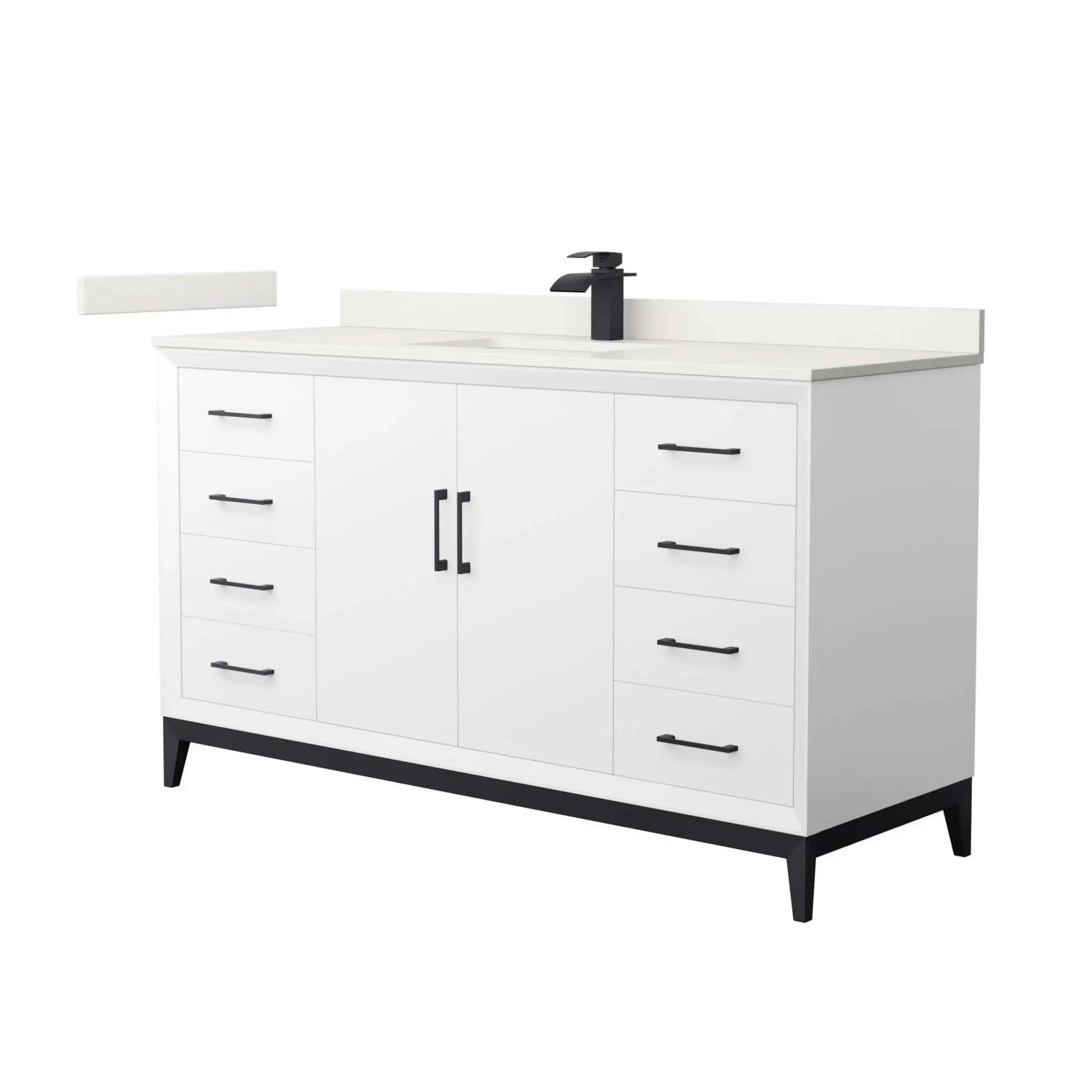 60" Amici Single Bathroom Vanity in White with Matte Black Trim by Wyndham