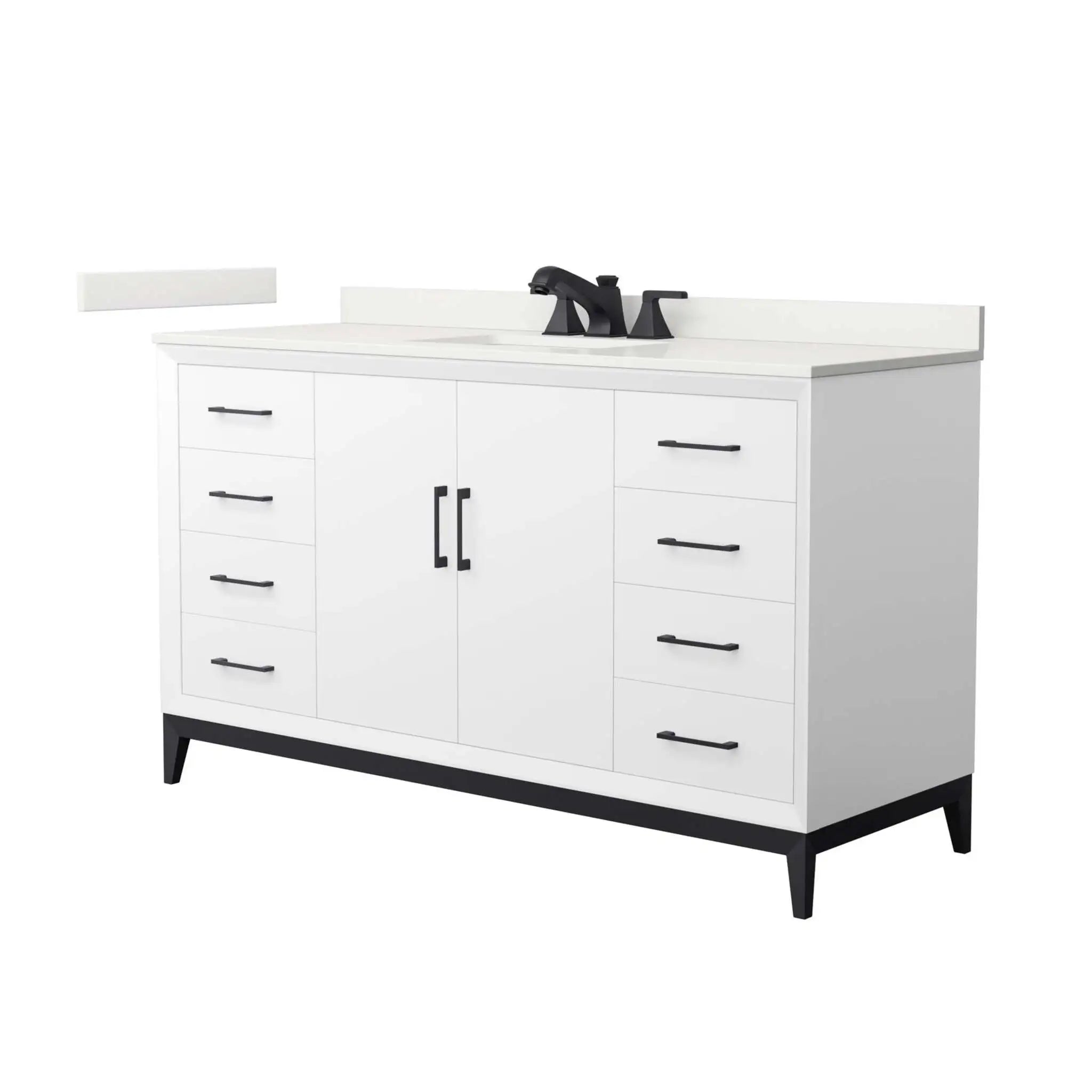 60" Amici Single Bathroom Vanity in White with Matte Black Trim by Wyndham