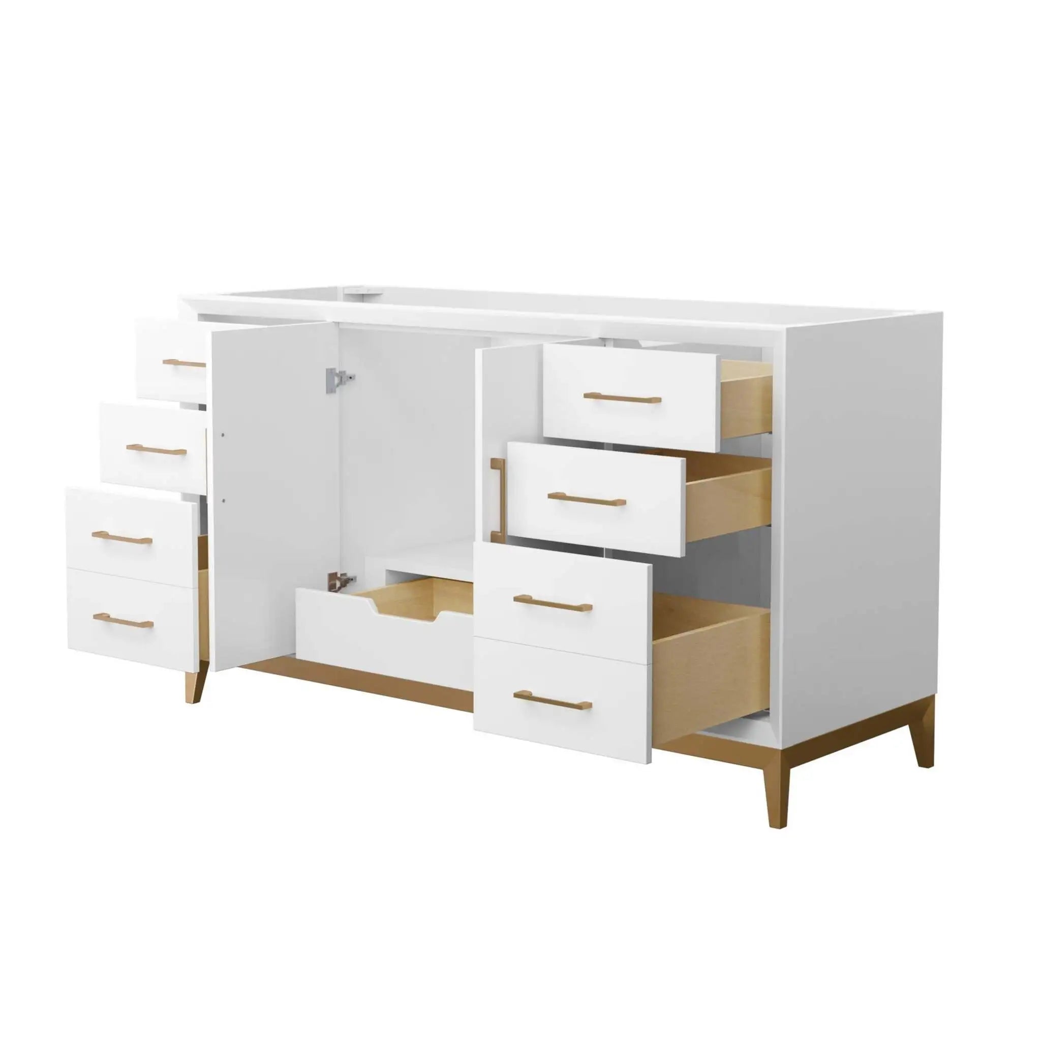 60" Amici Single Bathroom Vanity in White with Satin Bronze Trim by Wyndham